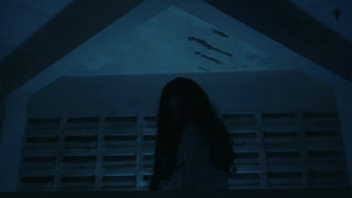 Scary halloween black makeup creature appears night, creating a truly terrifying scene featuring devil energy, dead