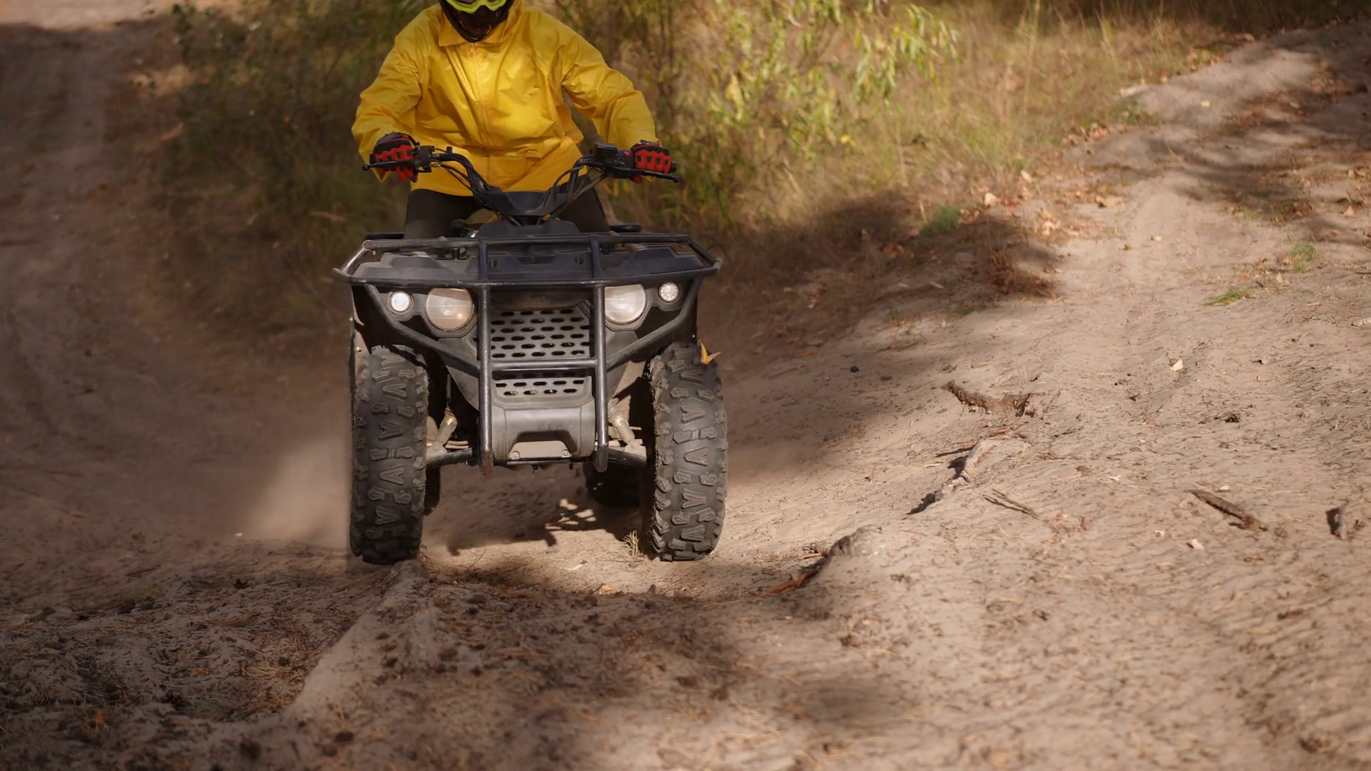 Slow Motion Rider In Yellow Jacket Riding Stock Footage SBV-353471869 ...