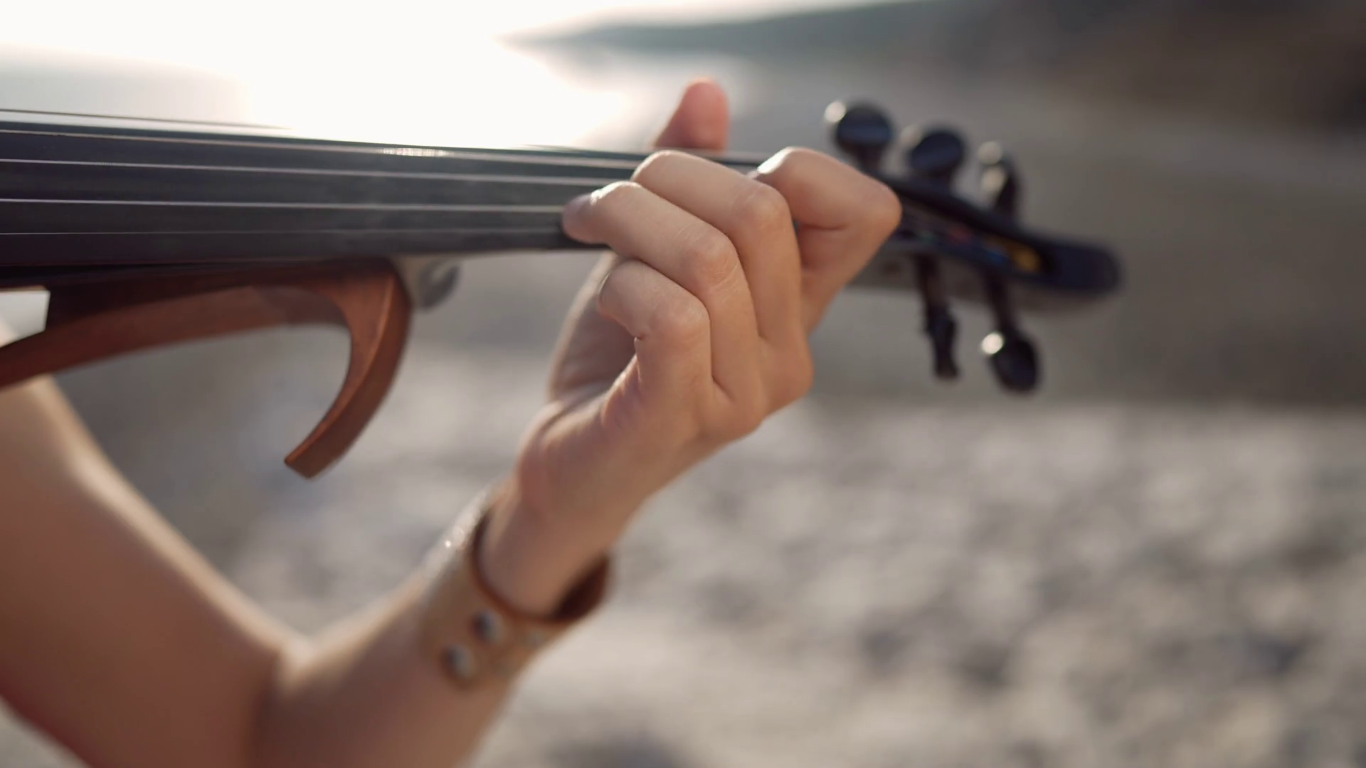 Close-up Female Hand Touching Strings On Stock Footage SBV-347525024 ...