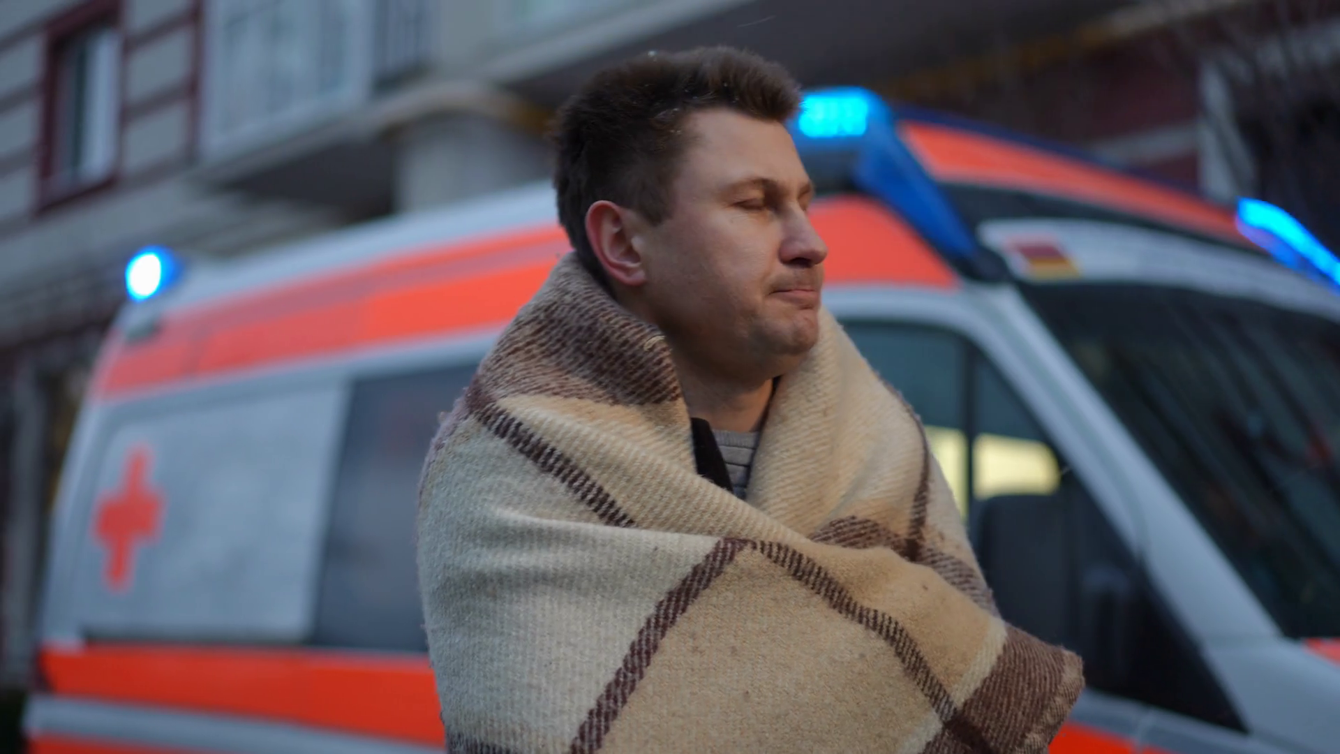 The Man Wrapped In Blanket Nervously Waited Stock Footage SBV-348614185 ...