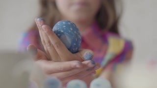 Close-up of a beautifully painted Easter egg. Preparing for Easter.