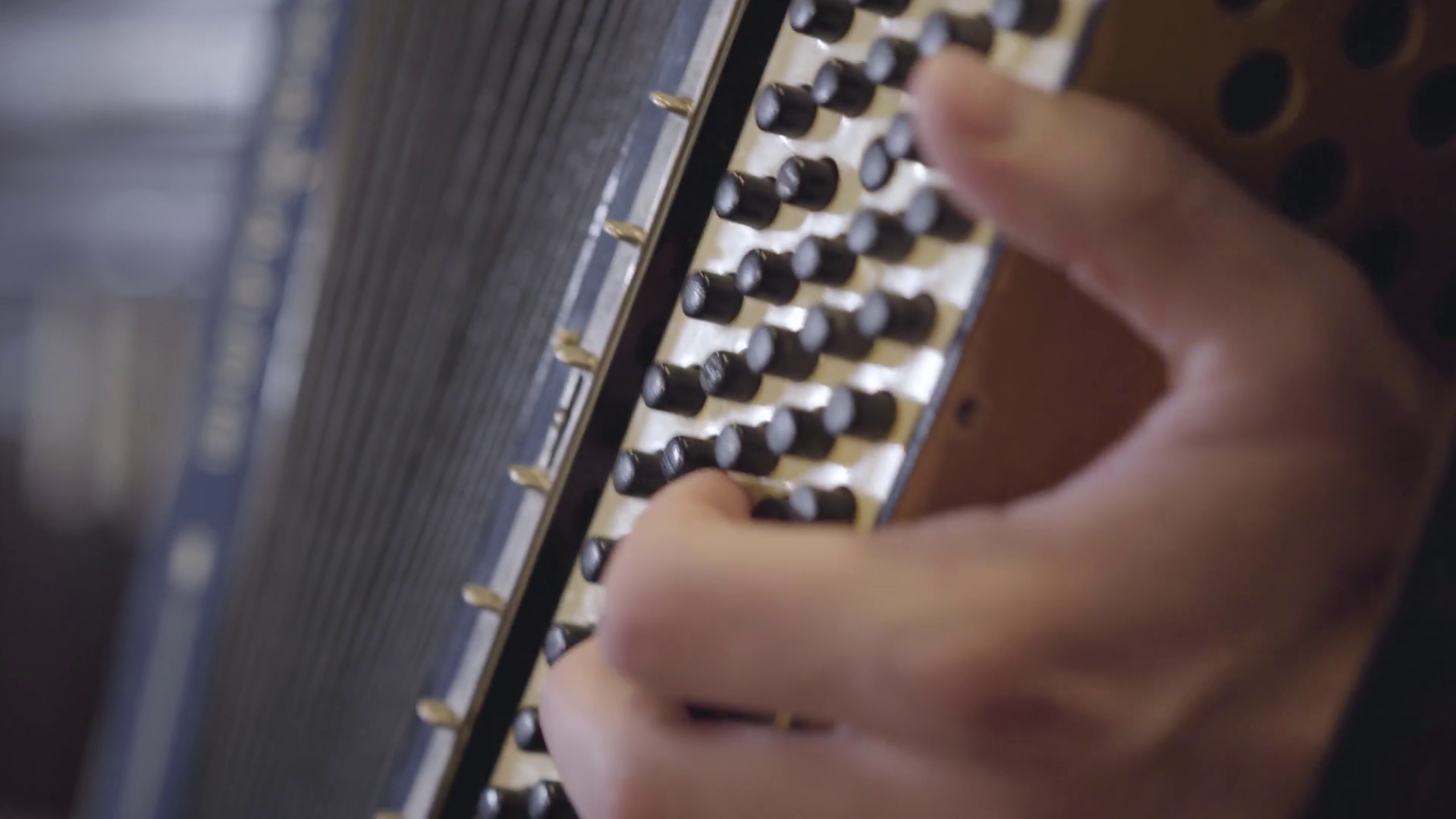 Human Hand Playing The Accordion Close up Concept Of Russian