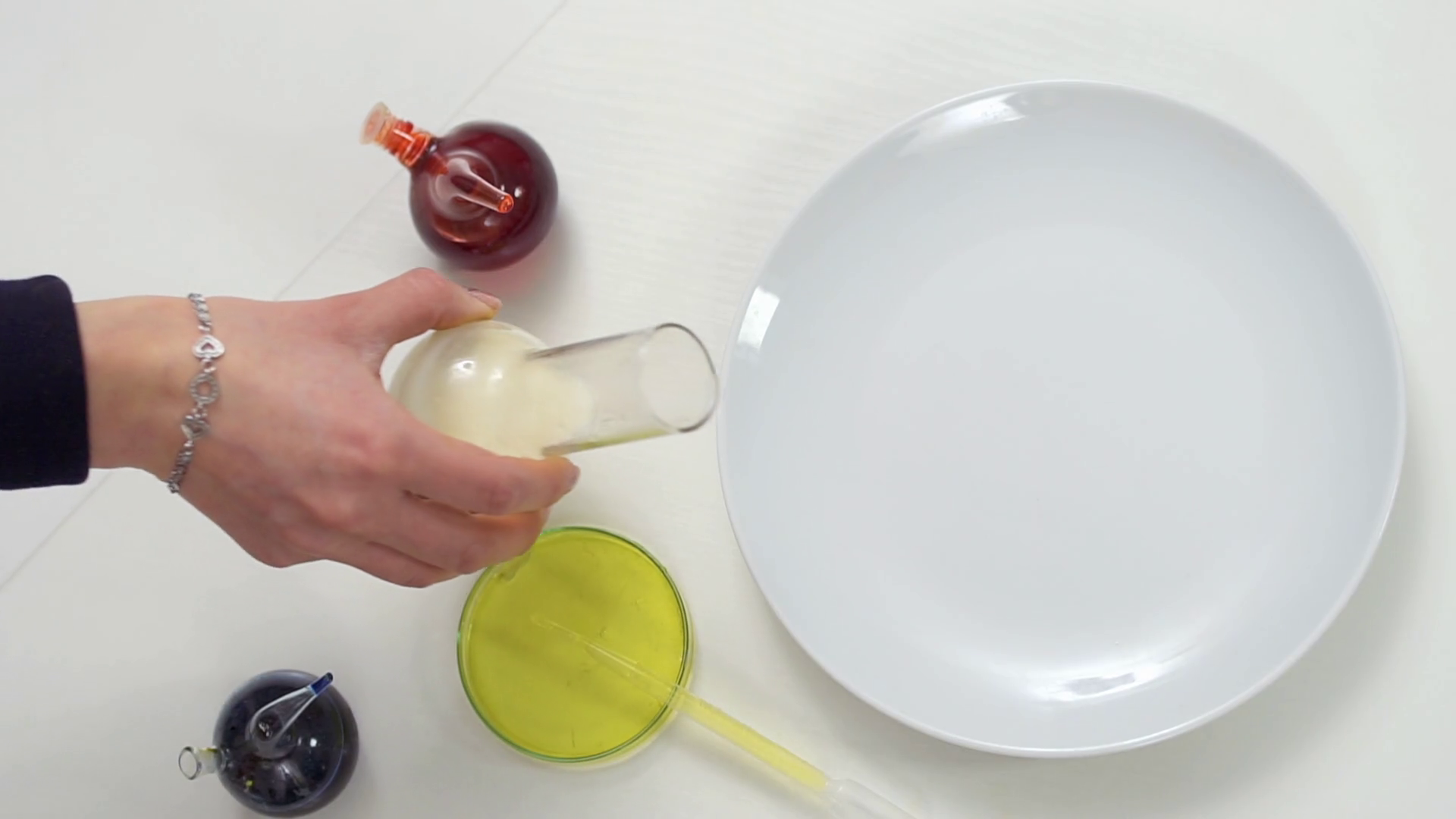 Laboratory Experiment With Milk Paints Stock Footage SBV322336401