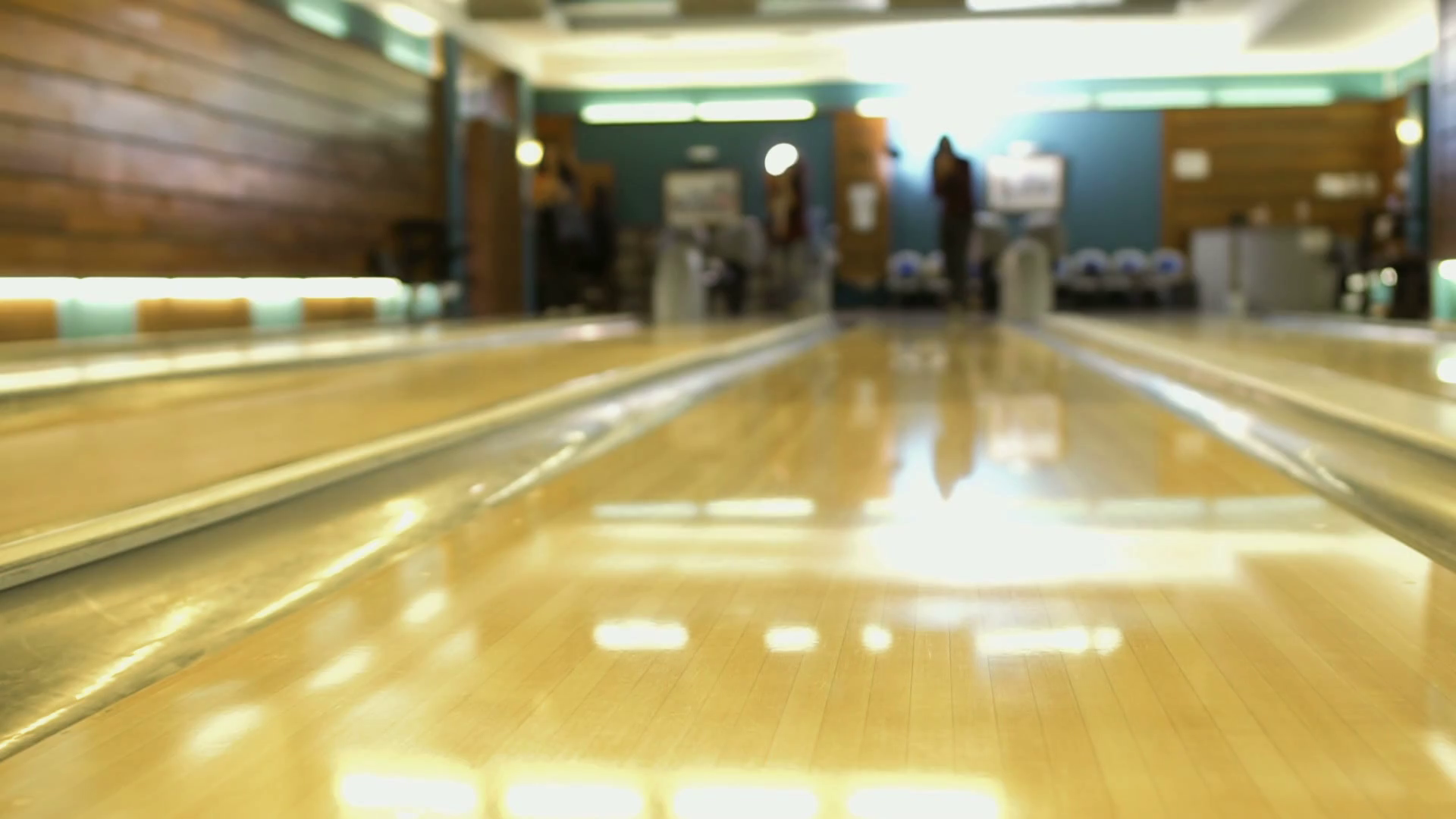 People plays bowling, shooting from bowling alley Stock Video Footage