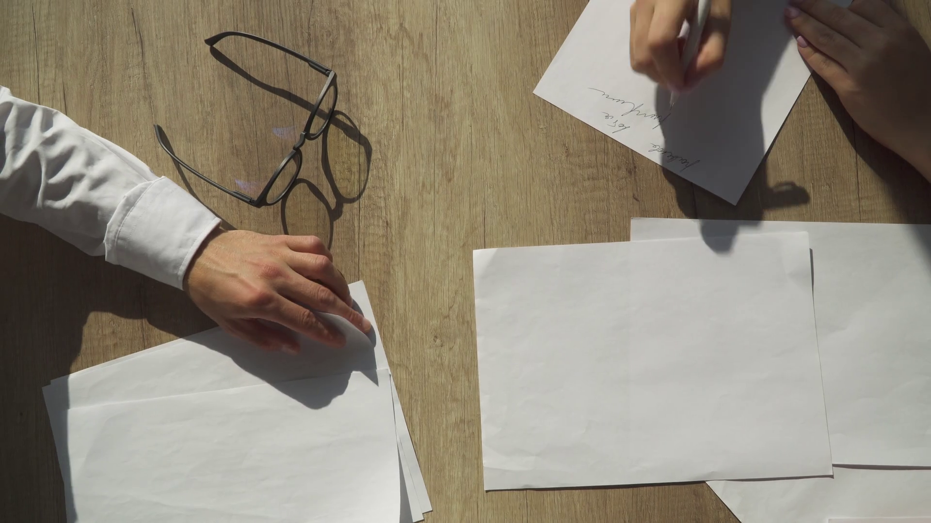 People work with papers on the table Stock Video Footage 0011 SBV