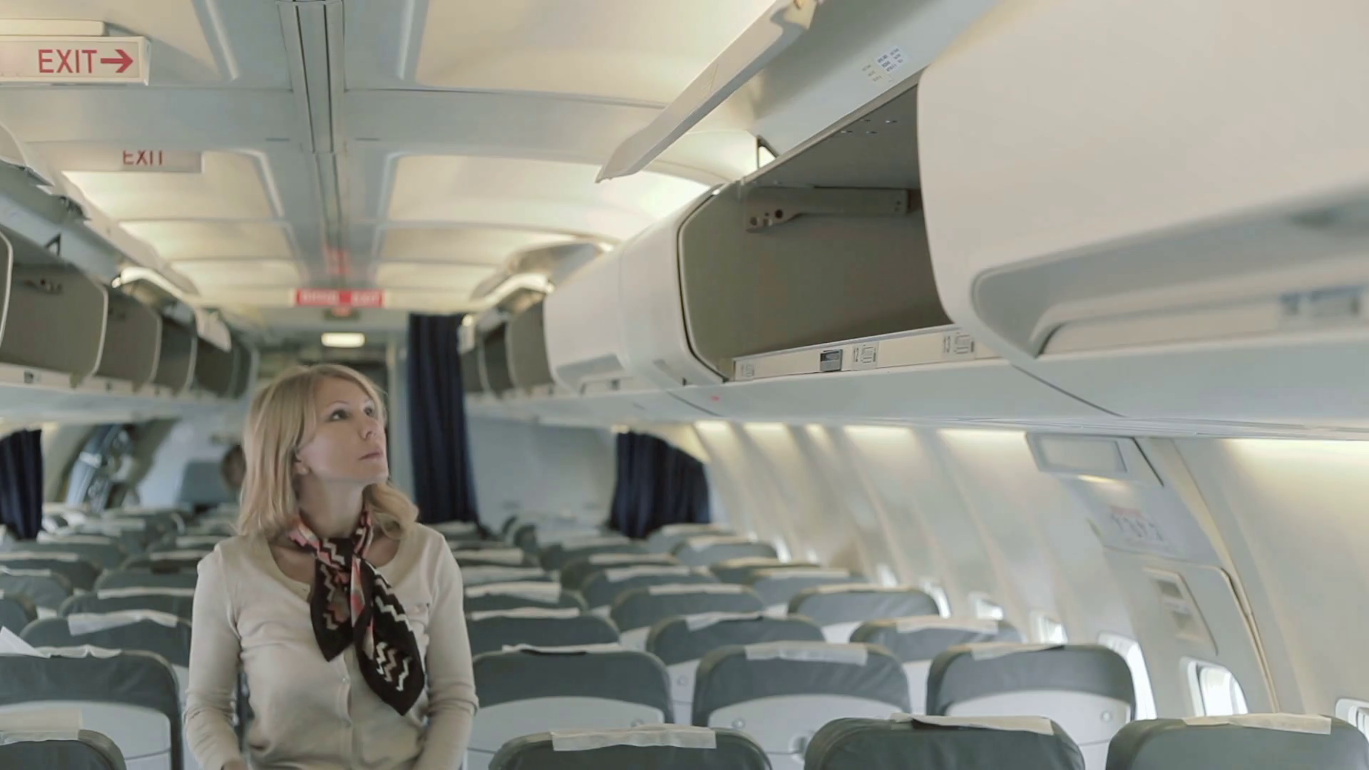 Pretty Young Lady Puts Luggage To Rack At Stock Footage SBV-315620980 ...