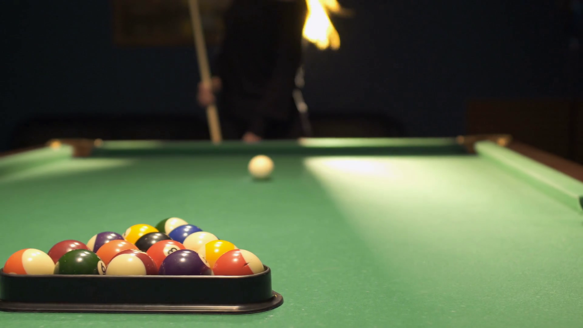 Woman Posing With Billiard Cue Near Billiard Stock Footage SBV