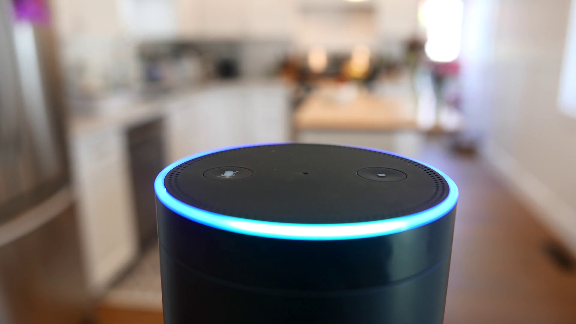 Amazon Alexa / Amazon Echo in Kitchen with blue light For editorial