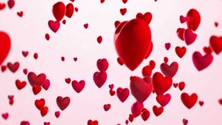 5 Heart backgrounds with falling hearts particle light looped for valentine , wedding or love theme.