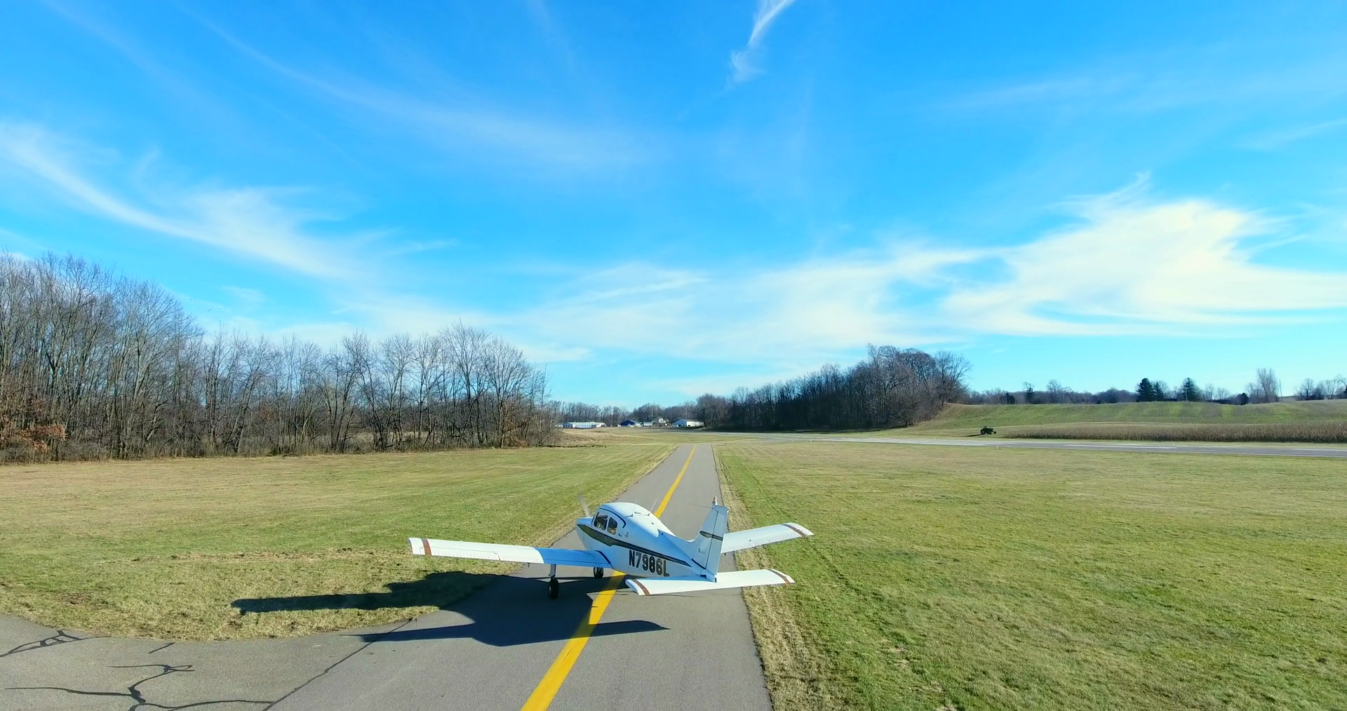 4K Aerial Jib Shot Airport Plane Taxiing Pre Flight Check Operated With