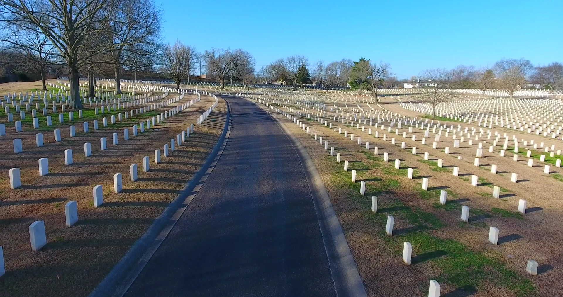 4K Aerial Military Cematary Nashville National Cemetery Flyover