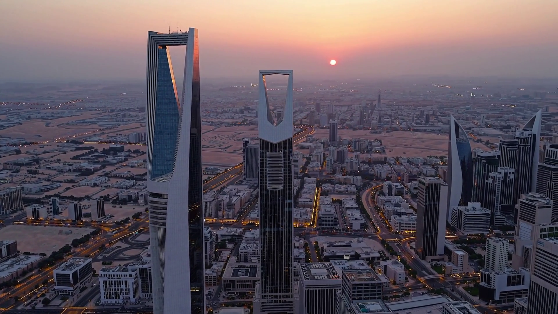 Riyadh Saudi Arabia Aerial Drone At Sunrise Stock Footage SBV-351984845 ...