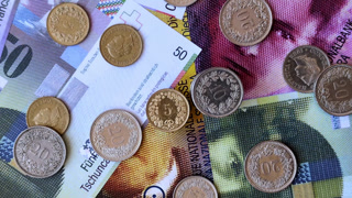 Switzerland, Swiss franc paper money and coins, financing and commodity exchange. Swiss currency