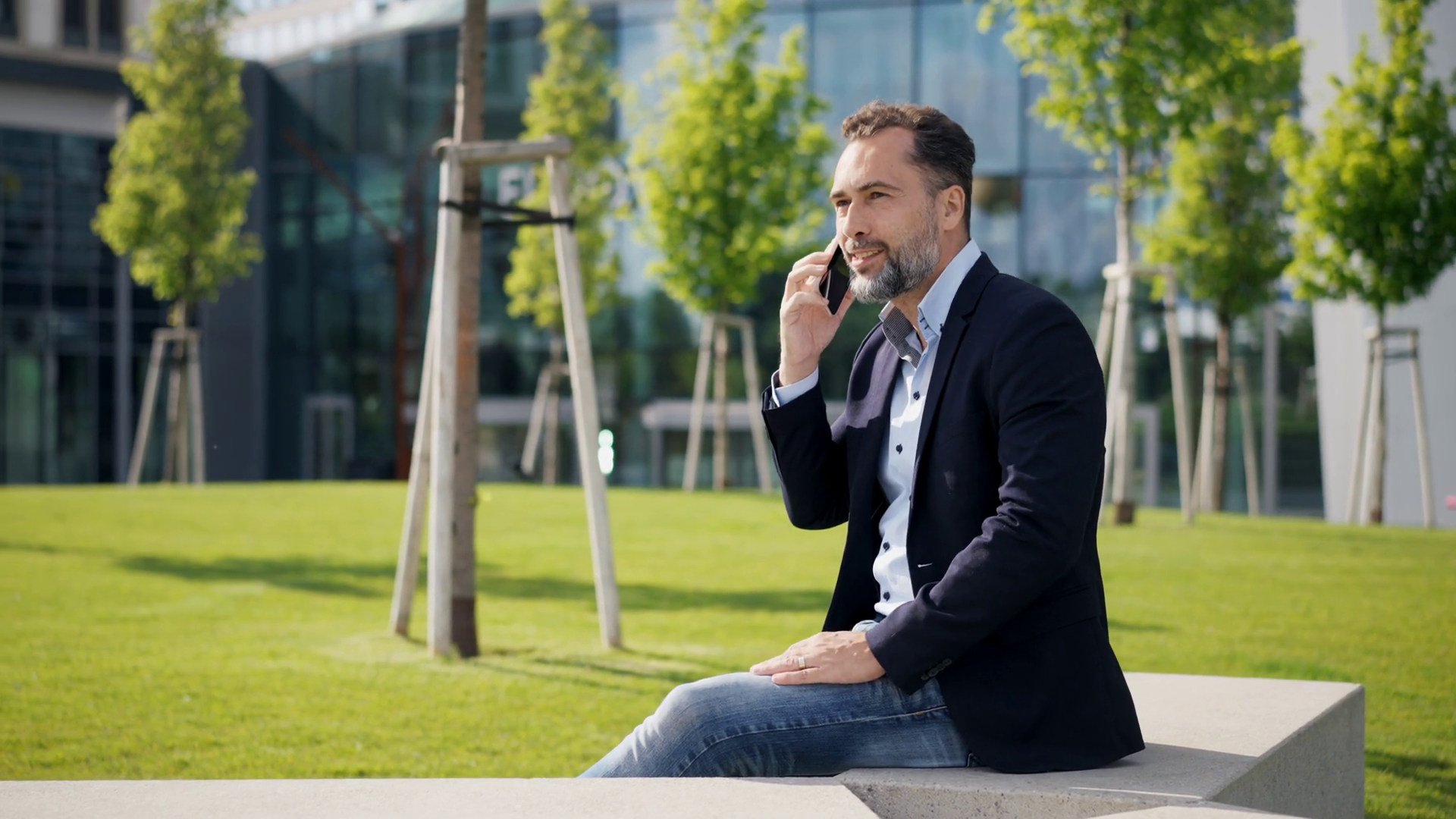 Mature Businessman Sitting In Park Working Stock Footage SBV-352636158 ...