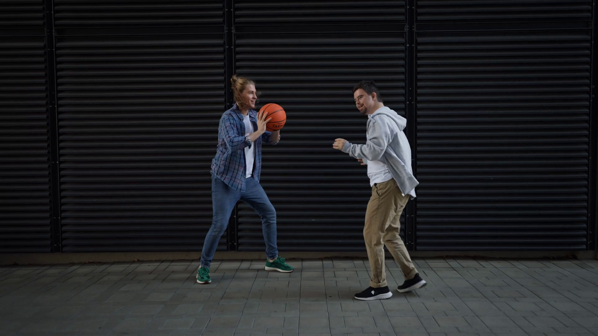 Man With Down Syndrome Playing Basketball Stock Footage SBV-347456662