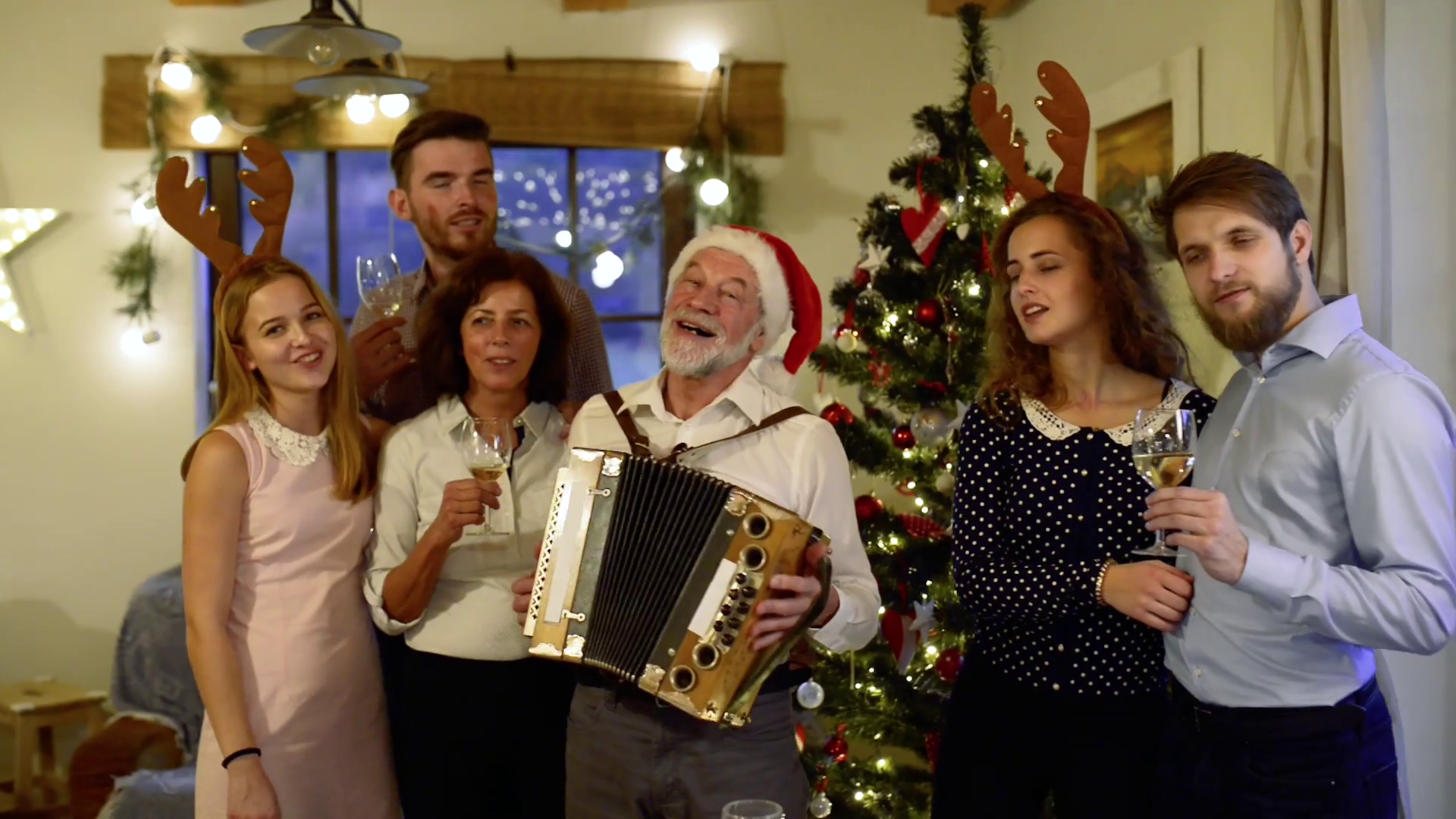 Beautiful big family celebrating Christmas together Stock Video Footage