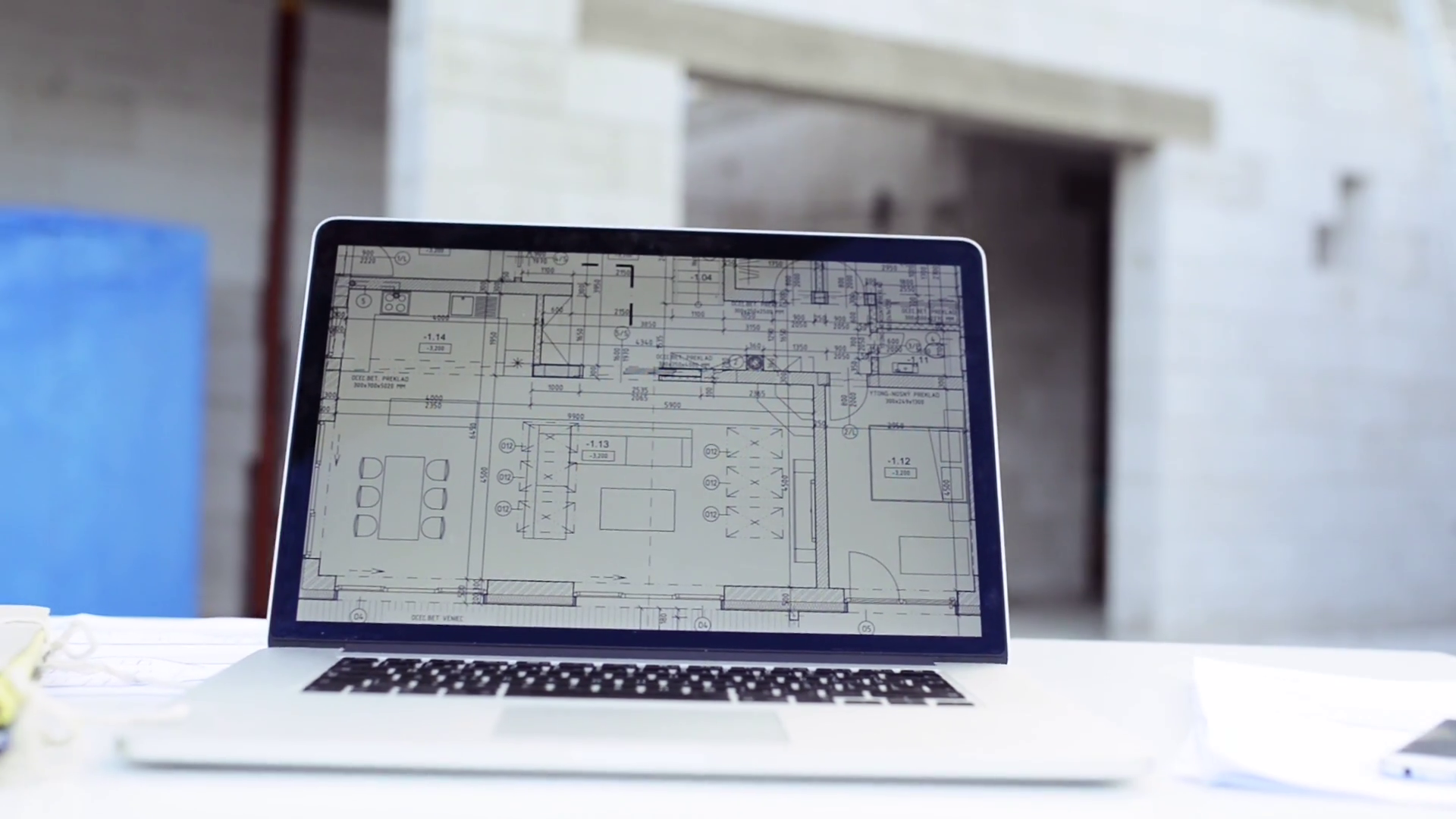 Blueprints Laptop On Construction Site Stock Footage SBV318370069
