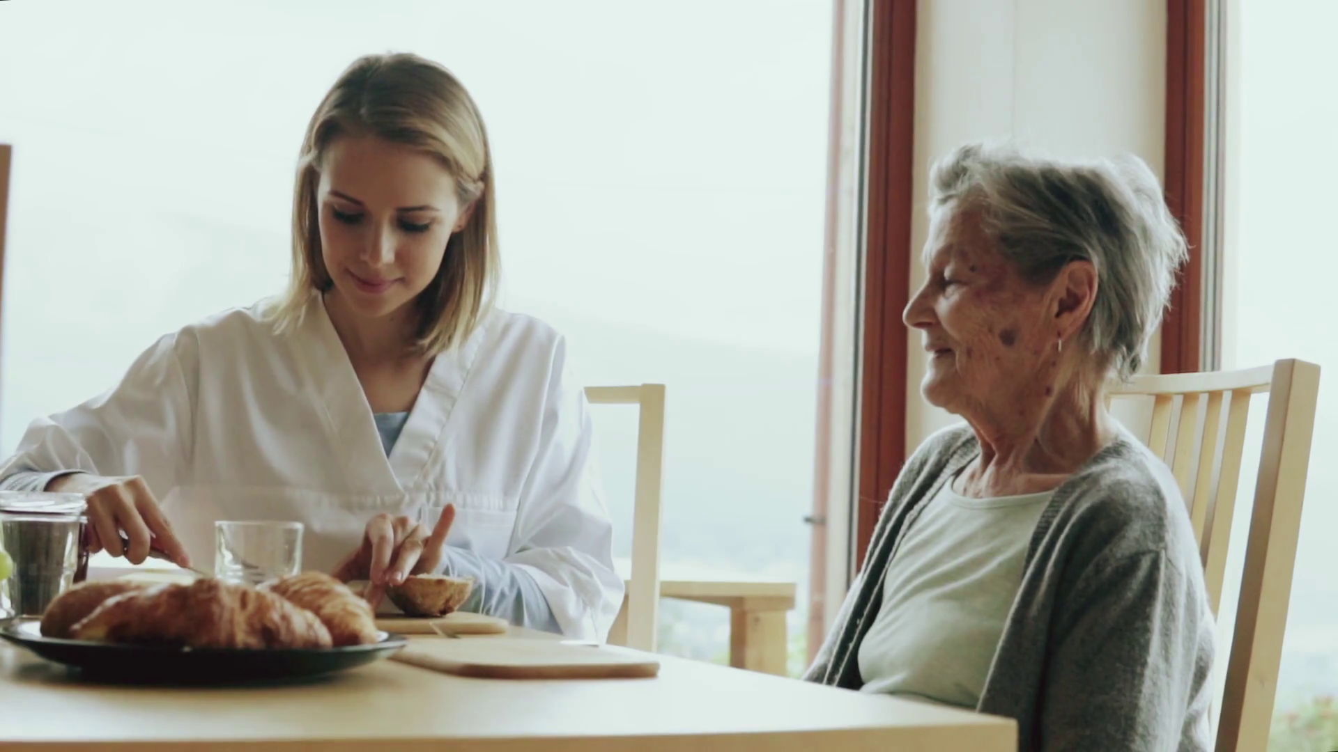 Health Visitor And A Senior Woman During Home Visit Stock Video 