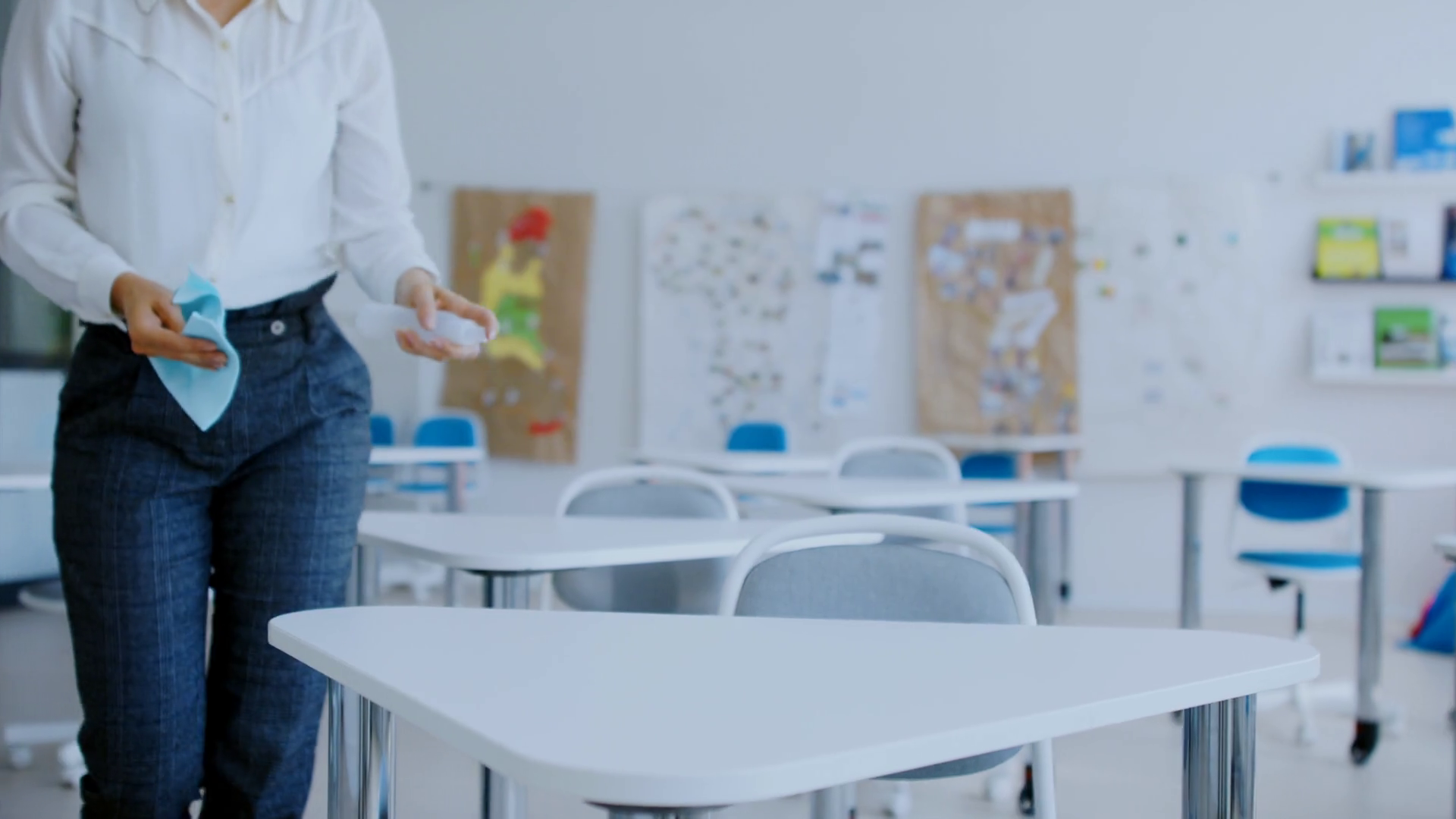 Portrait of teacher back at school after covid19 quarantine and