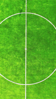 Empty soccer field. Green field of a new football stadium. Camera rising up. View from the center of the football pitch. Vertical video