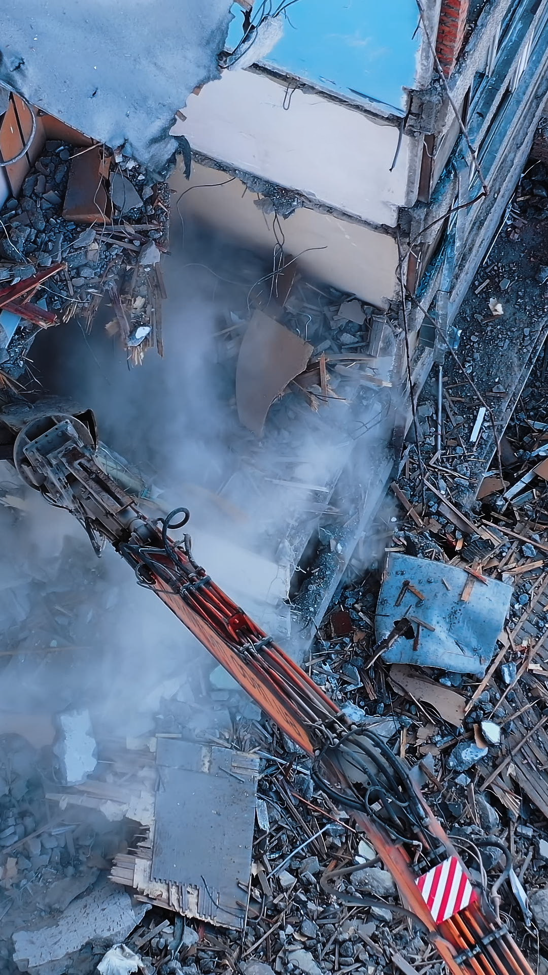Huge Building Being Demolished With Help Of Stock Footage SBV-353075311 ...