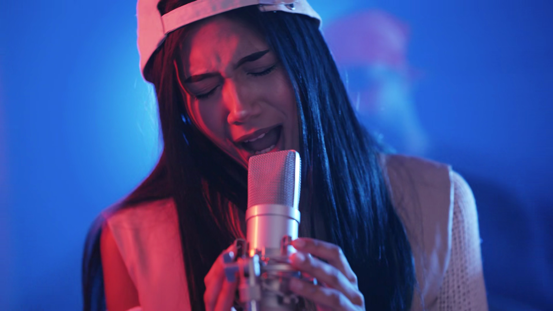 Young Energetic Female Artist Singing Into Stock Footage SBV-353923972 ...