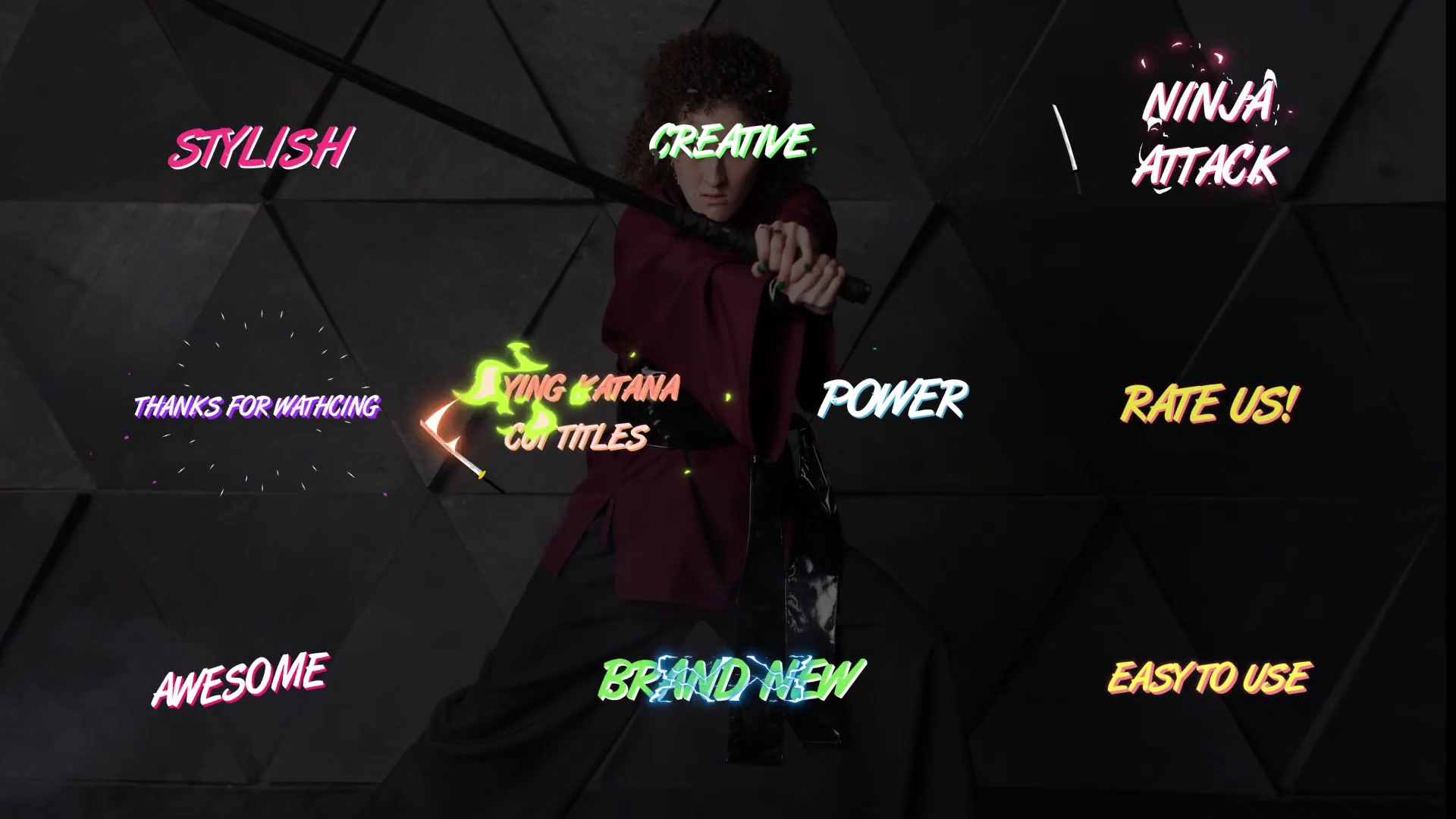 Flying Katana Cut Titles Effects Template SBV347637038 Storyblocks