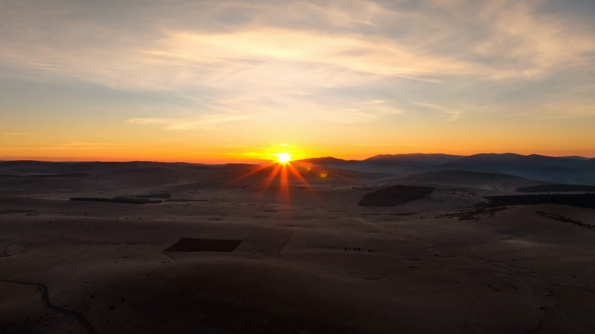 Aerial Sunrise With Radiant Sun Rays Over Stock Footage SBV-351943211 ...