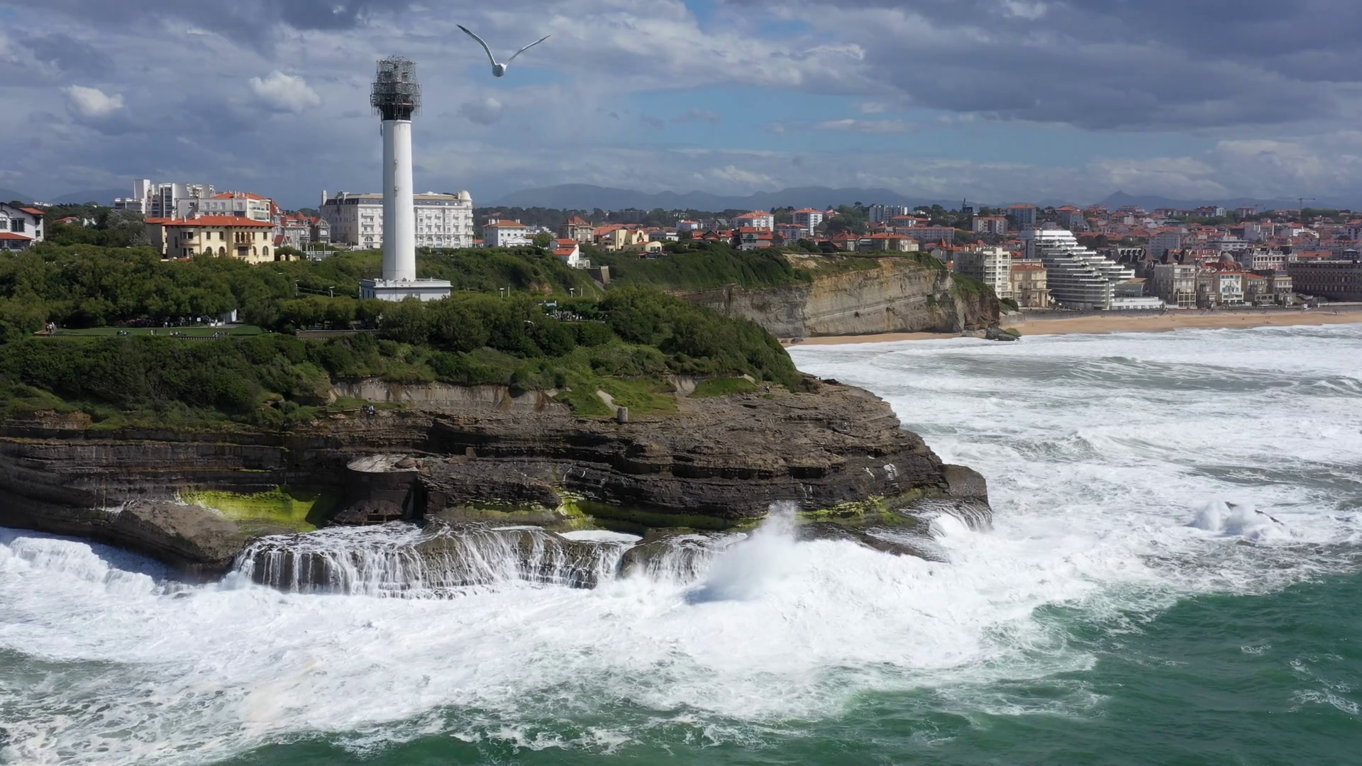 Lighthouse On Basque Coast Biarritz Sunny Stock Footage SBV-347307505 ...
