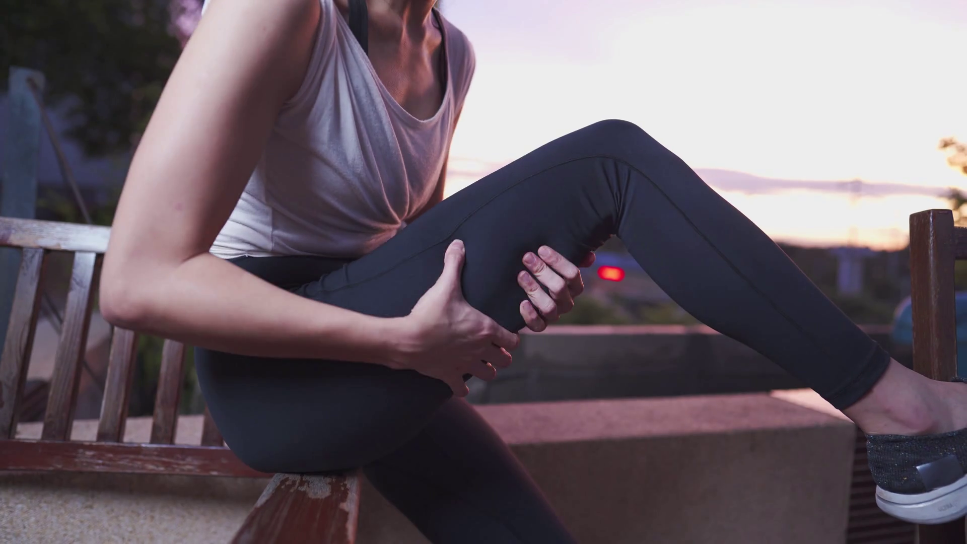 Asian Woman Giving Postworkout Leg Massage Stock Footage SBV346511962