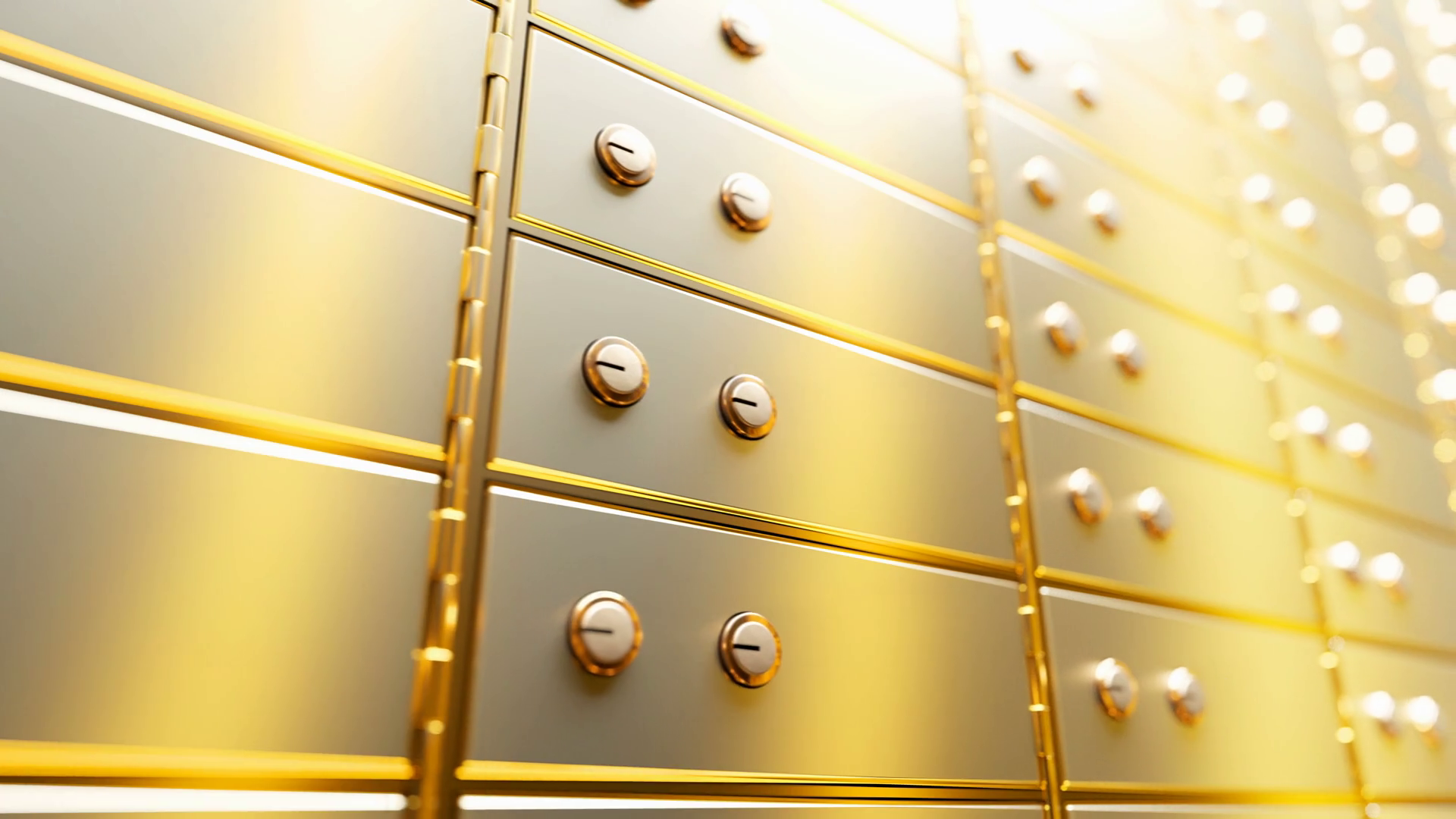 Golden Safe Deposit Boxes In Bright Bank Stock Footage SBV333741027