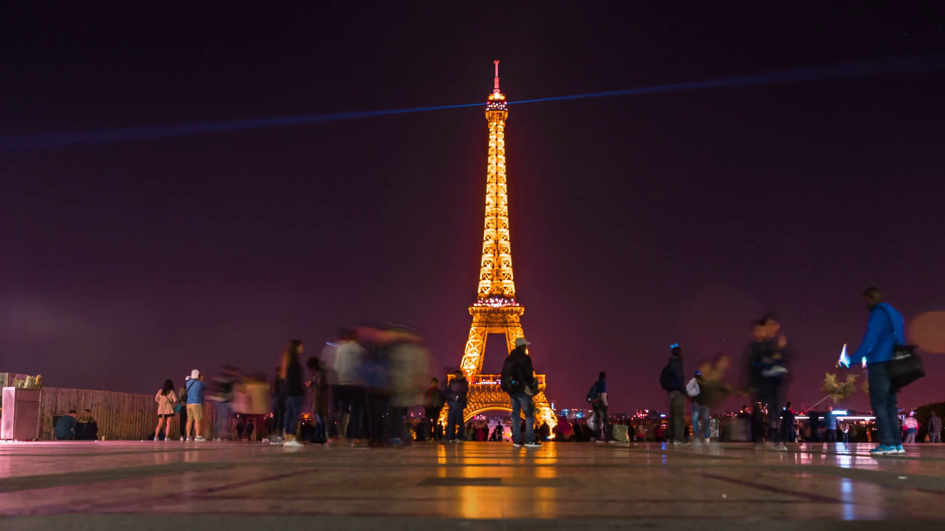 Eiffel Tower Purple Sky Timelapse Stock Footage SBV310894924