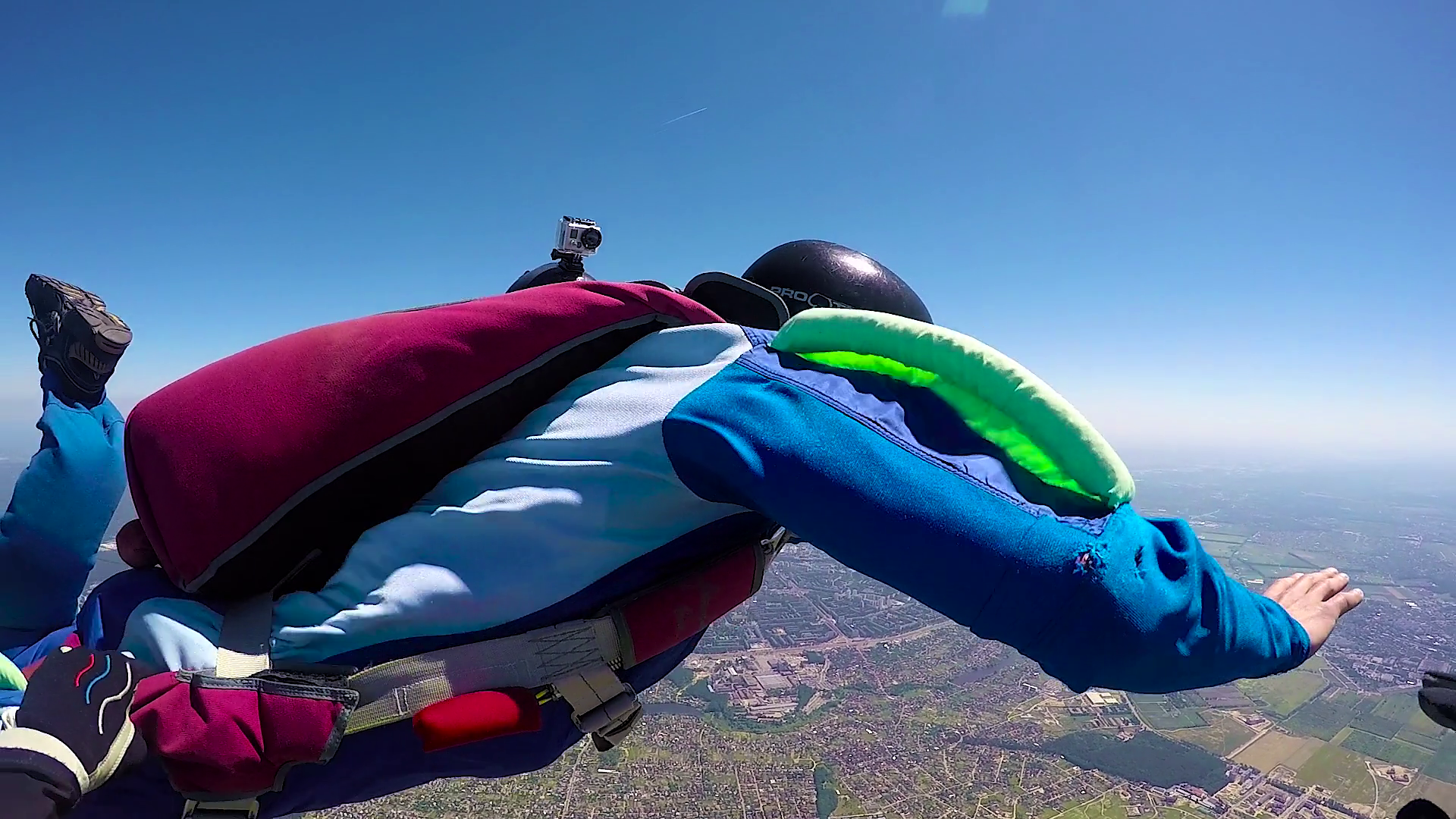 Skydiver In Free Fall Opening Parachute Stock Footage SBV310399674