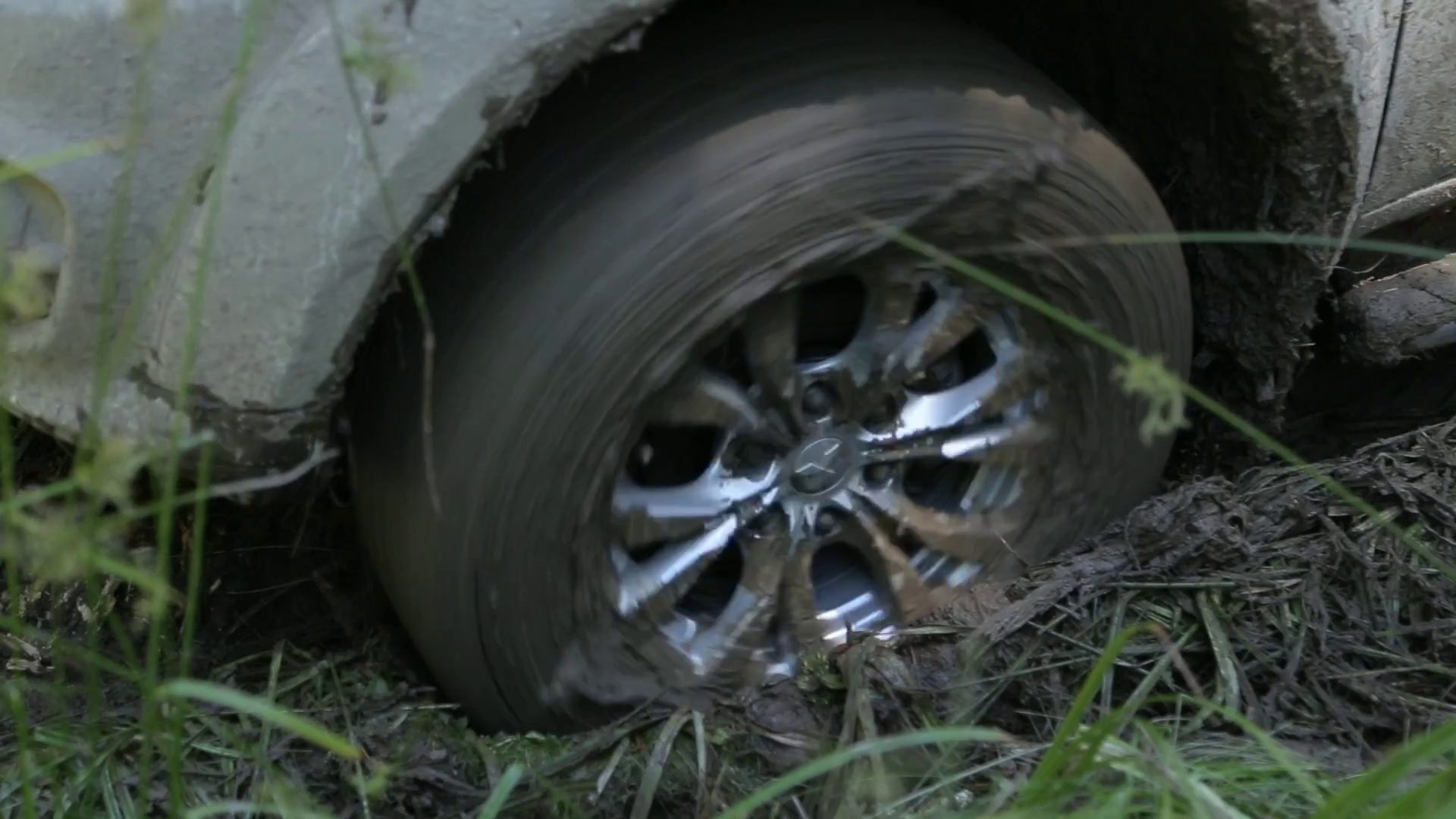 Dirty Mudsplattered Car Gets Stuck In Mud Stock Footage SBV313479672