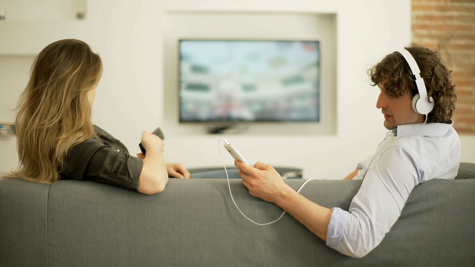 Woman Watching Television Boyfriend Stock Footage SBV313088461