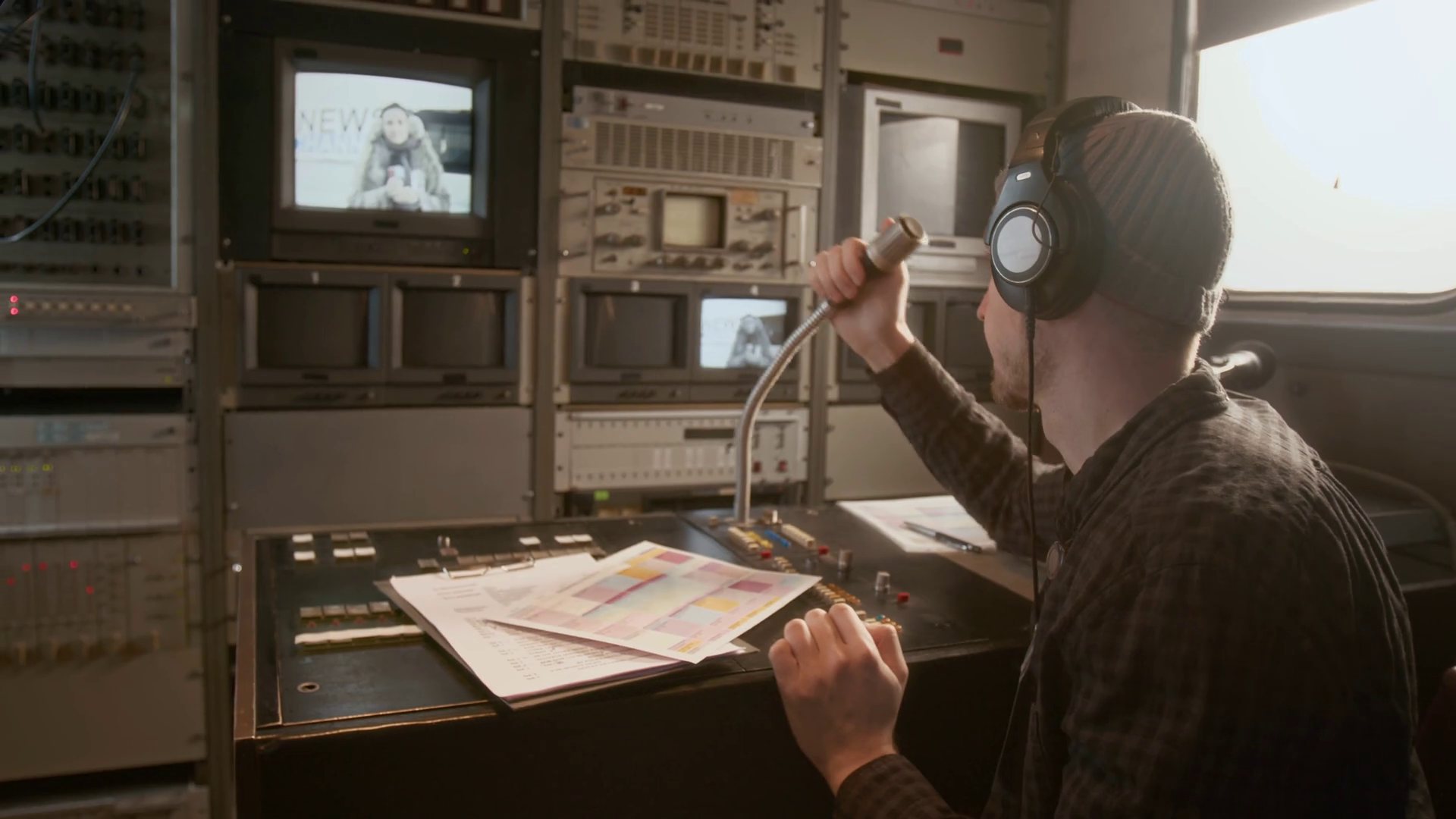 Medium Shot Of Female Reporter With Stock Footage SBV-351770774 ...
