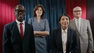 Portrait of diverse politicians, including Black adult man and Hispanic young woman smiling at camera. Video is ideal for international relations ads