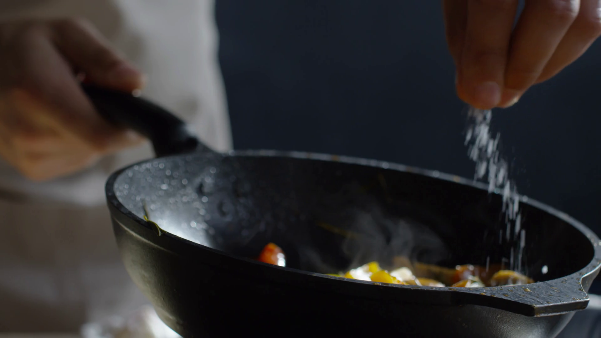 Chef's Hand Seasoning Hot Pan Stock Footage SBV337823673 Storyblocks