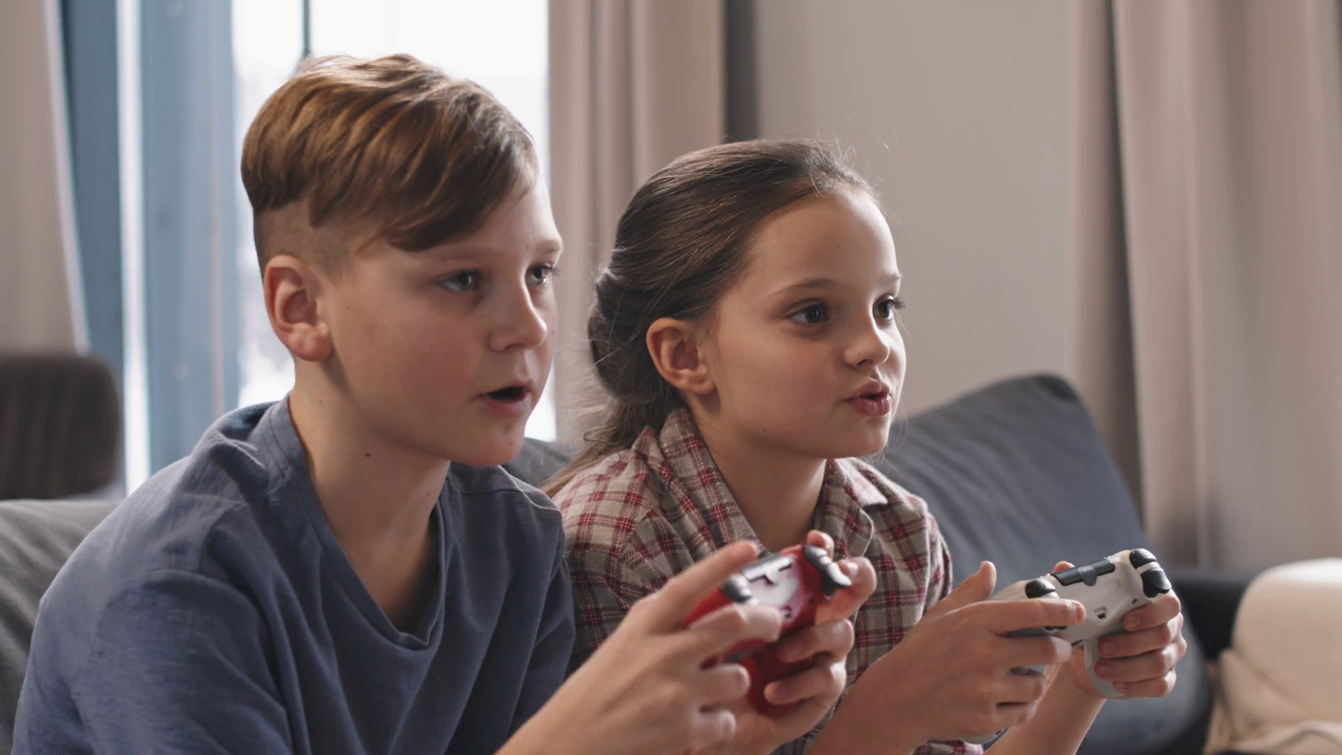 Medium Close Up Of Excited Brother Sister Stock Footage SBV346514092