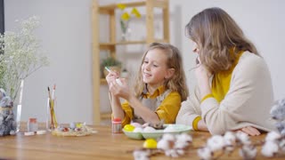 Mother and Daughter Creating Easter Bunny Design with Felt Tip Pen