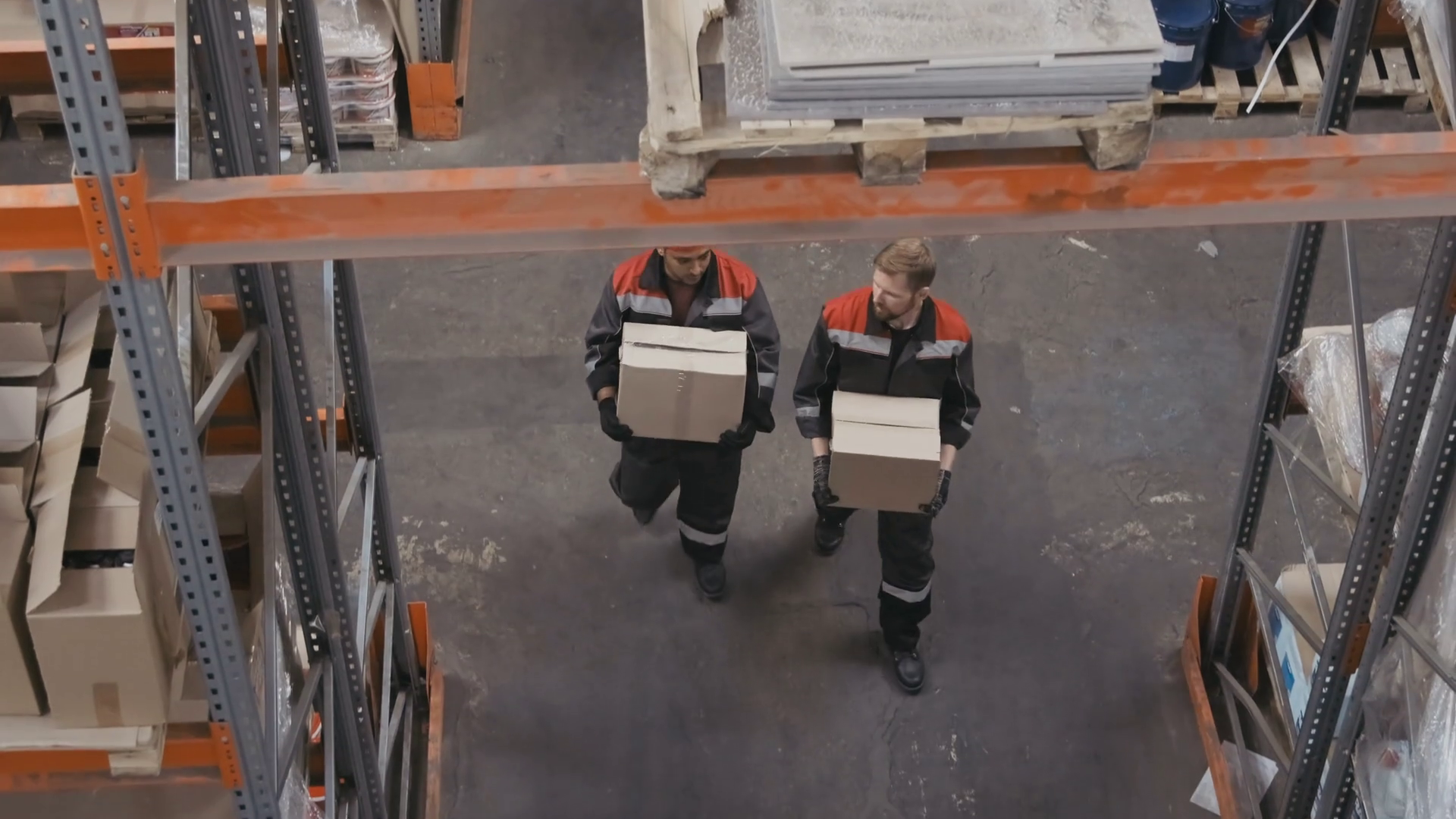 Top-view Shot Of Two Multi-ethnic Warehouse Stock Footage SBV-338973700 -  Storyblocks