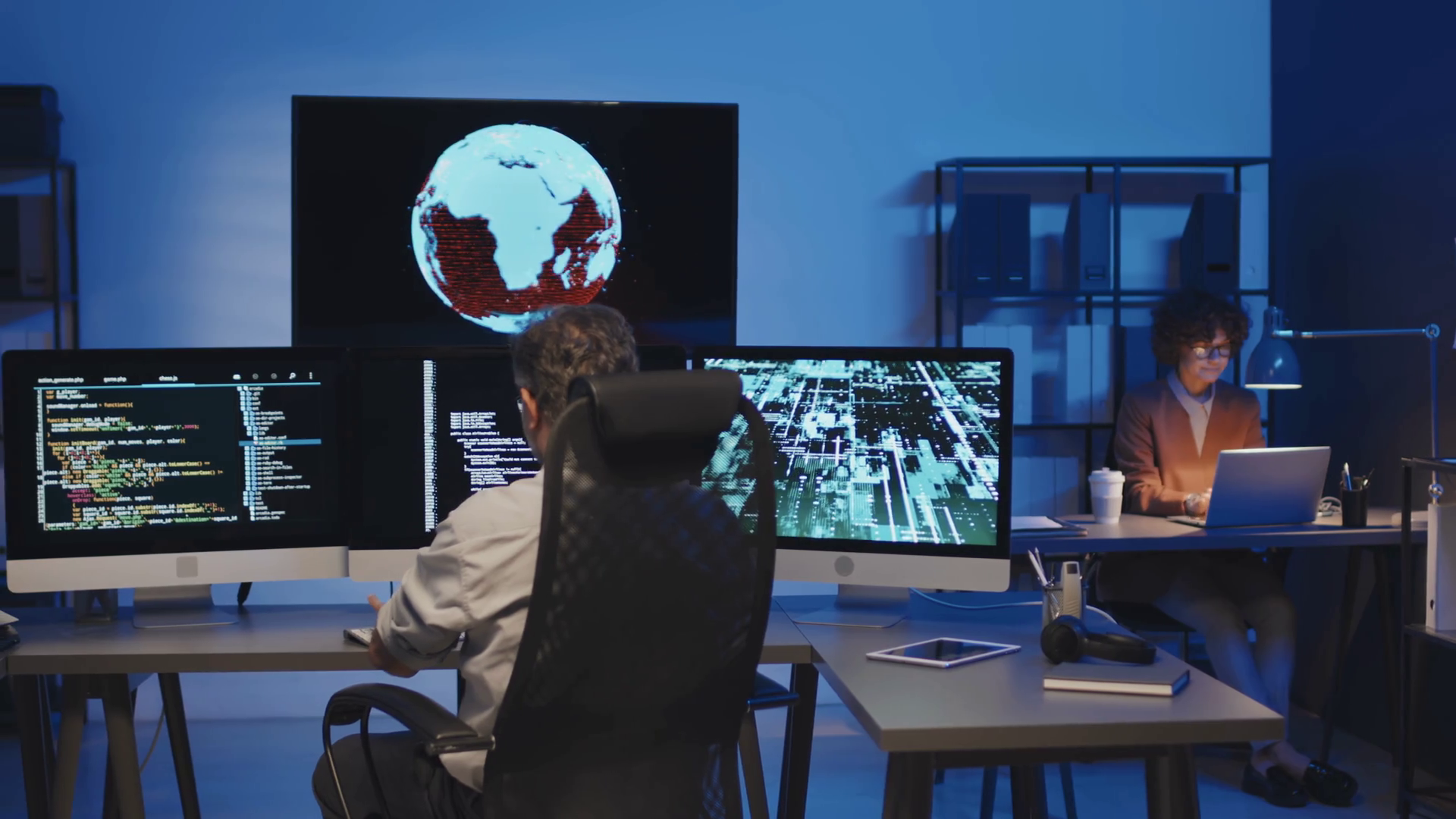 Medium Shot Of Group Of Programmers Working Stock Footage SBV-347427257 ...