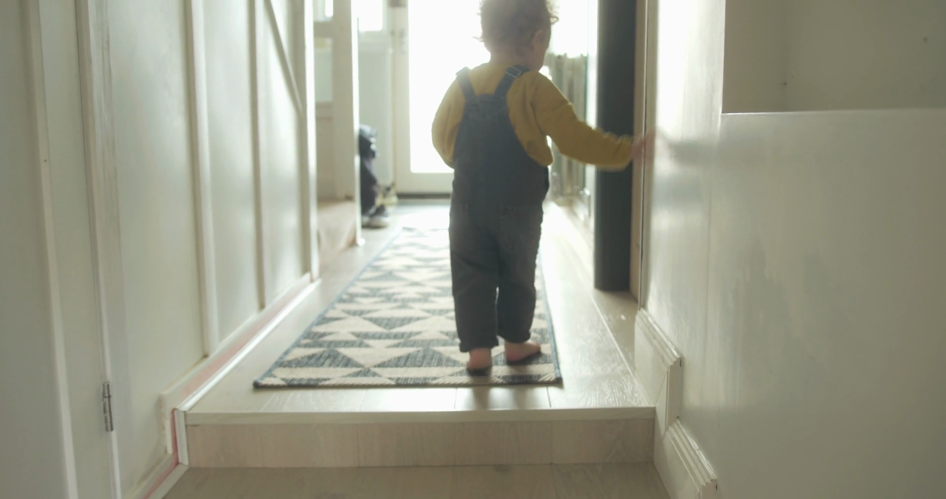 Toddlers First Steps In Hallway At Home Alone Stock Footage SBV ...