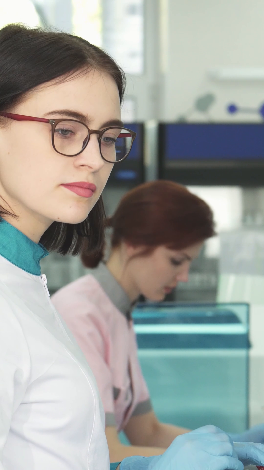 Focused Female Scientist Immersed In Stock Footage SBV-353072985 ...