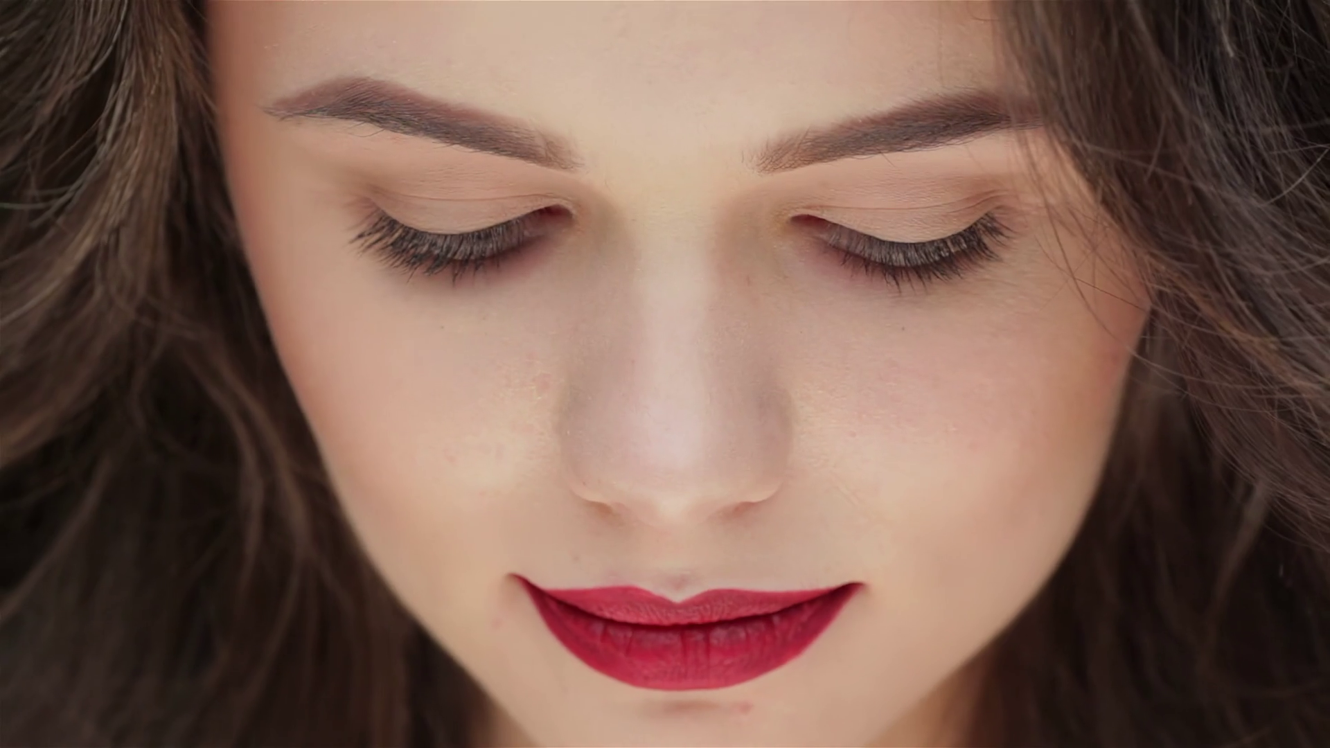 Close Up Portrait Of Young Woman With Dark Stock Footage SBV-348503468 ...
