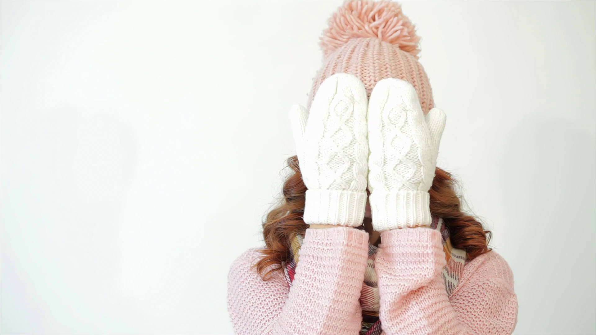 Sweet Girl Covers Face Mittens Stock Footage SBV-348511832 - Storyblocks