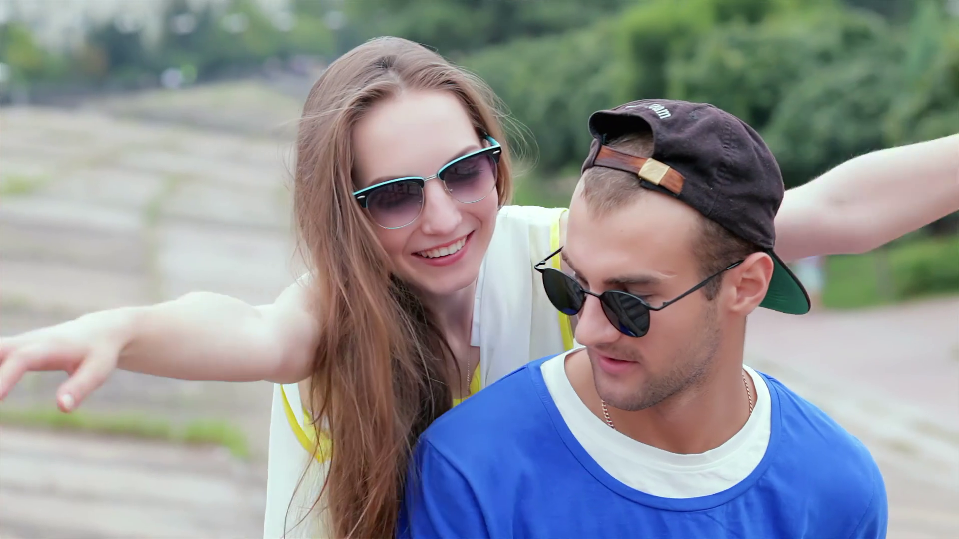 Young Woman Hugging Boyfriend Outdoors Stock Footage SBV-348617271 ...