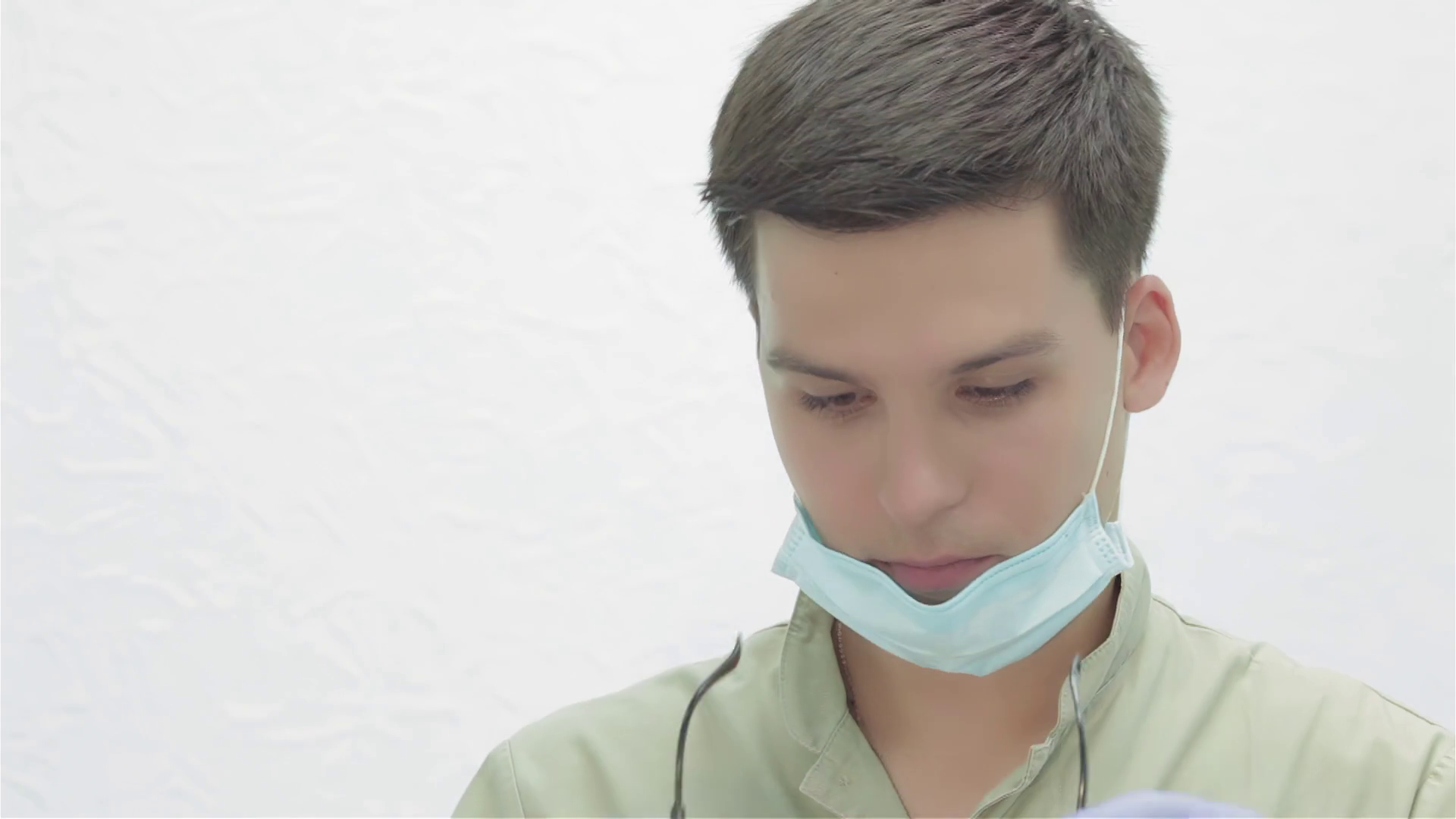 Dentist Puts Goggles To Install Patient Stock Footage SBV348618704