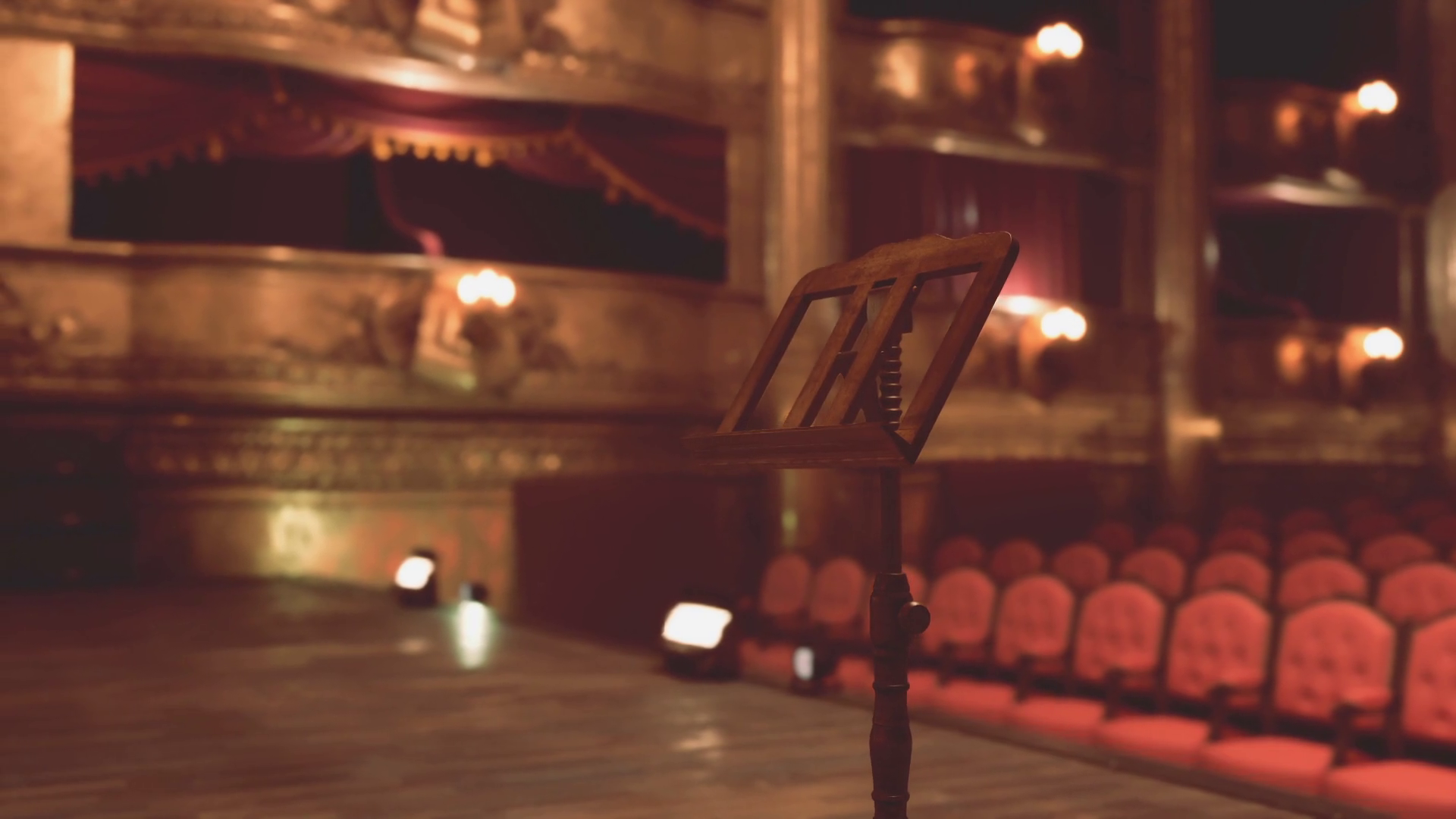 An Old Opera House With Music Stand Empty Stock Motion Graphics SBV ...