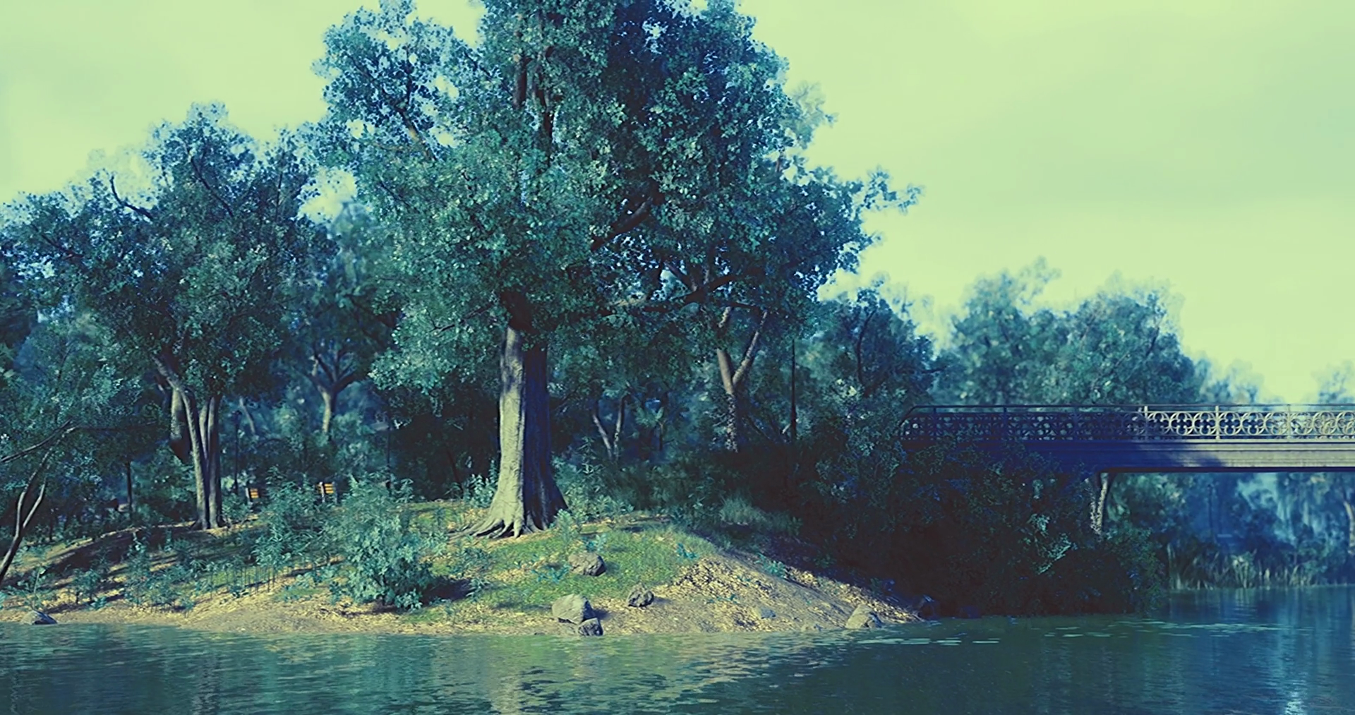 Scenic Riverside With Oak Trees Rustic Stock Motion Graphics SBV ...